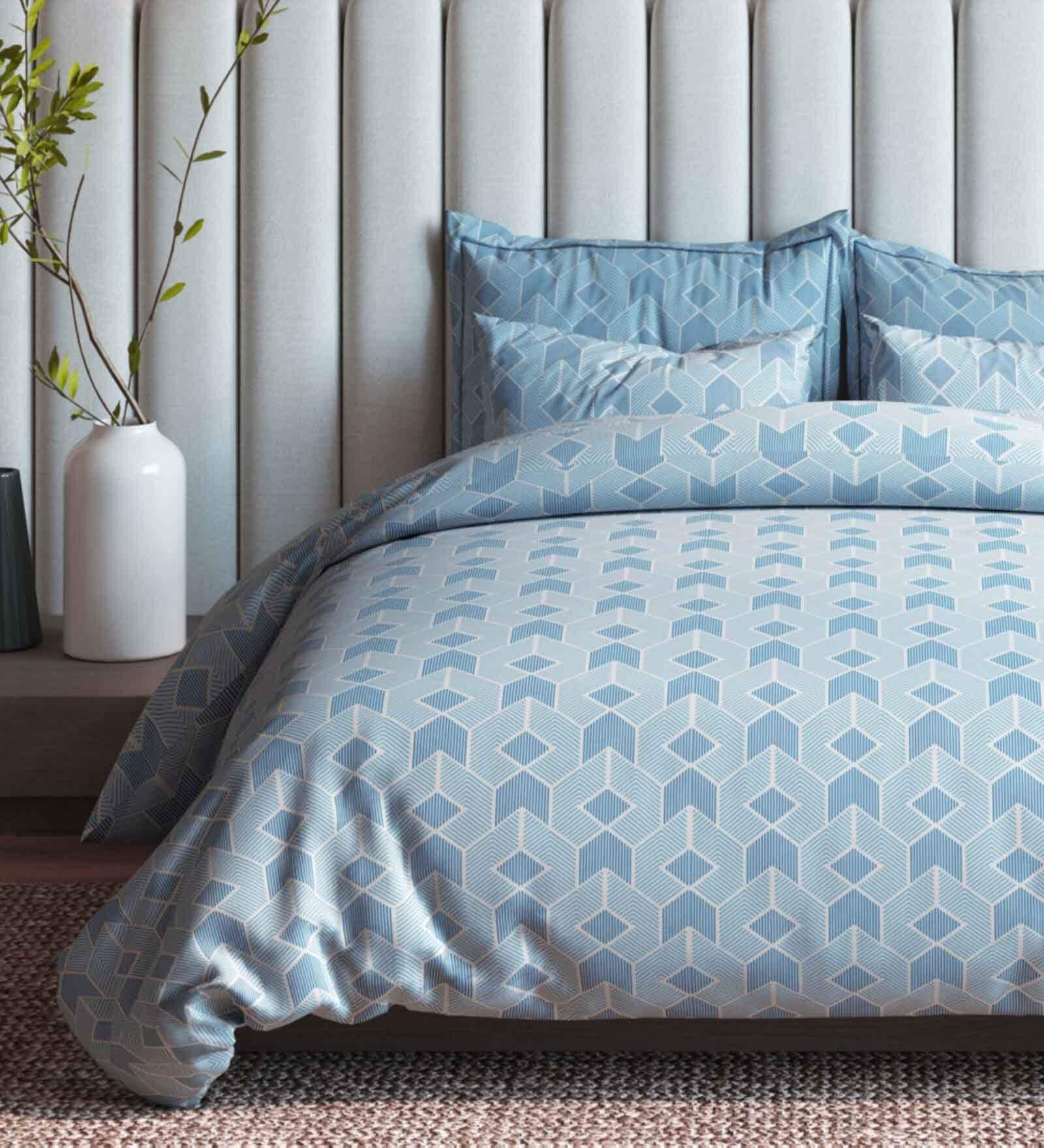 Blue Cotton Blend Geometric 150 GSM Single Comforter