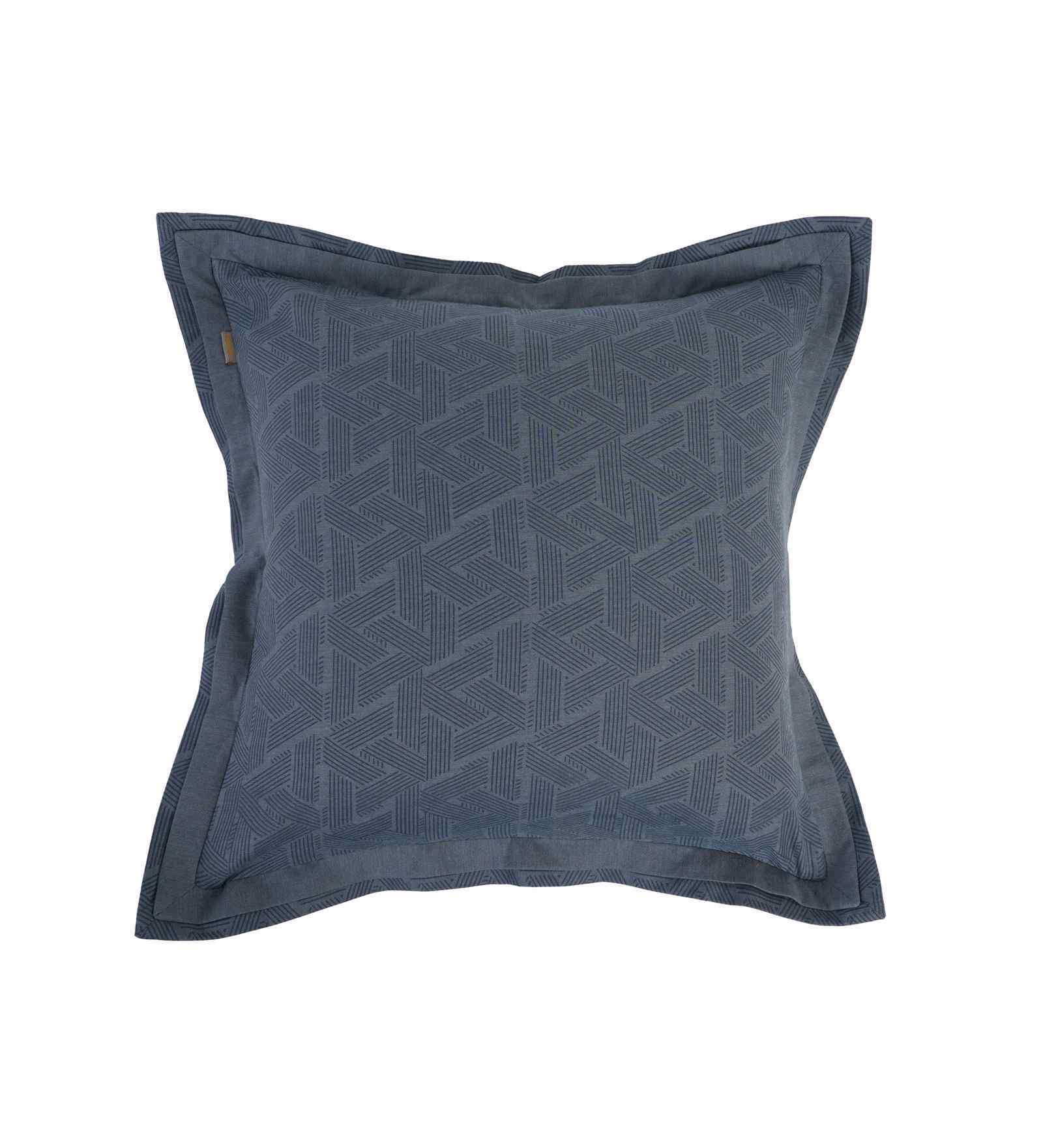 Blue Cotton Geometric Print 18x18 inches Square Cushion Cover