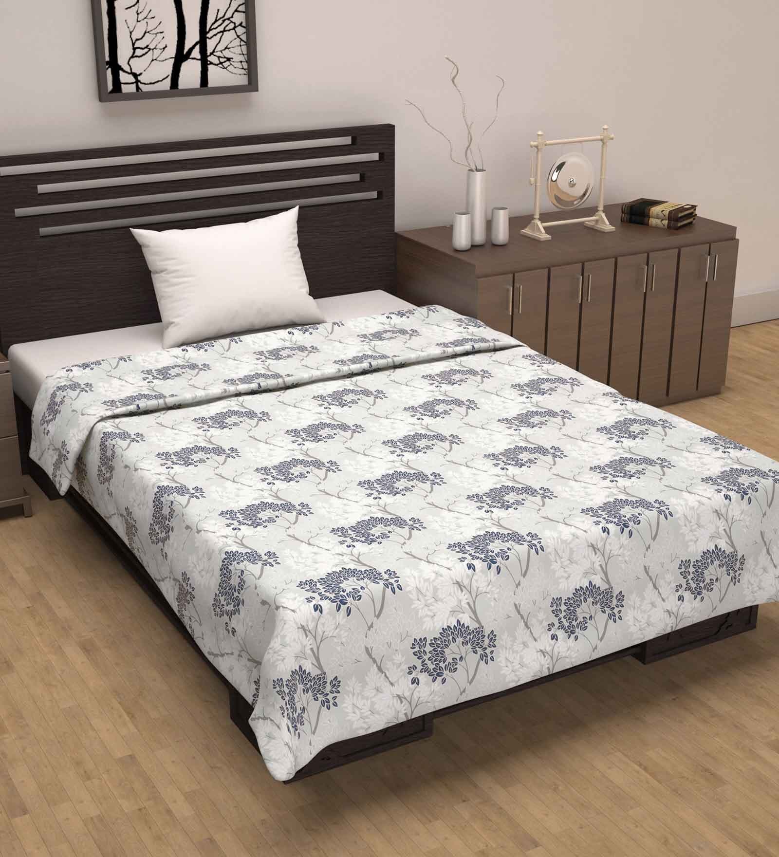 Blue Cotton Patterned 120 GSM Single Bed Dohar