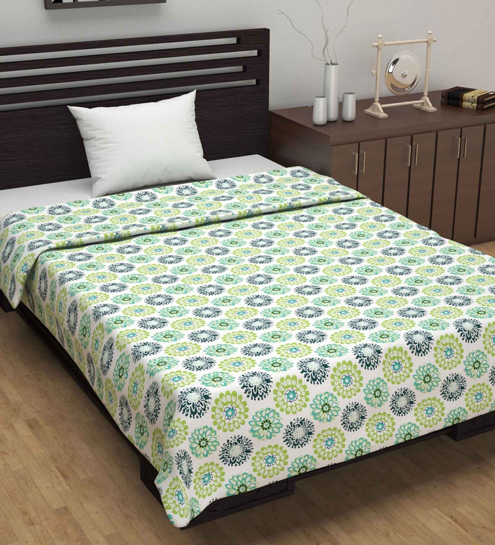 Blue Cotton Patterned 120 GSM Single Bed Dohar