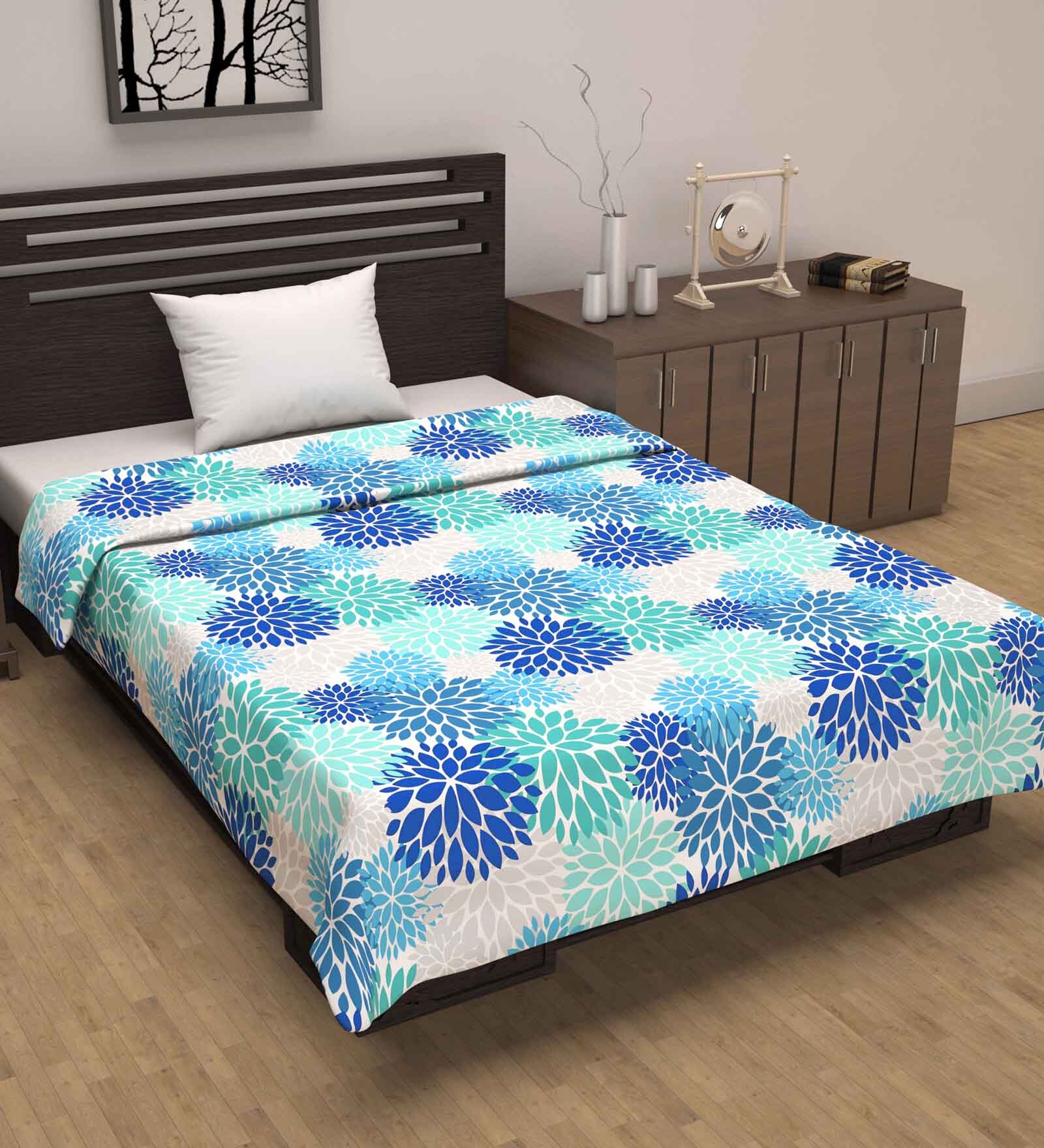 Blue Cotton Patterned 120 GSM Single Bed Dohar