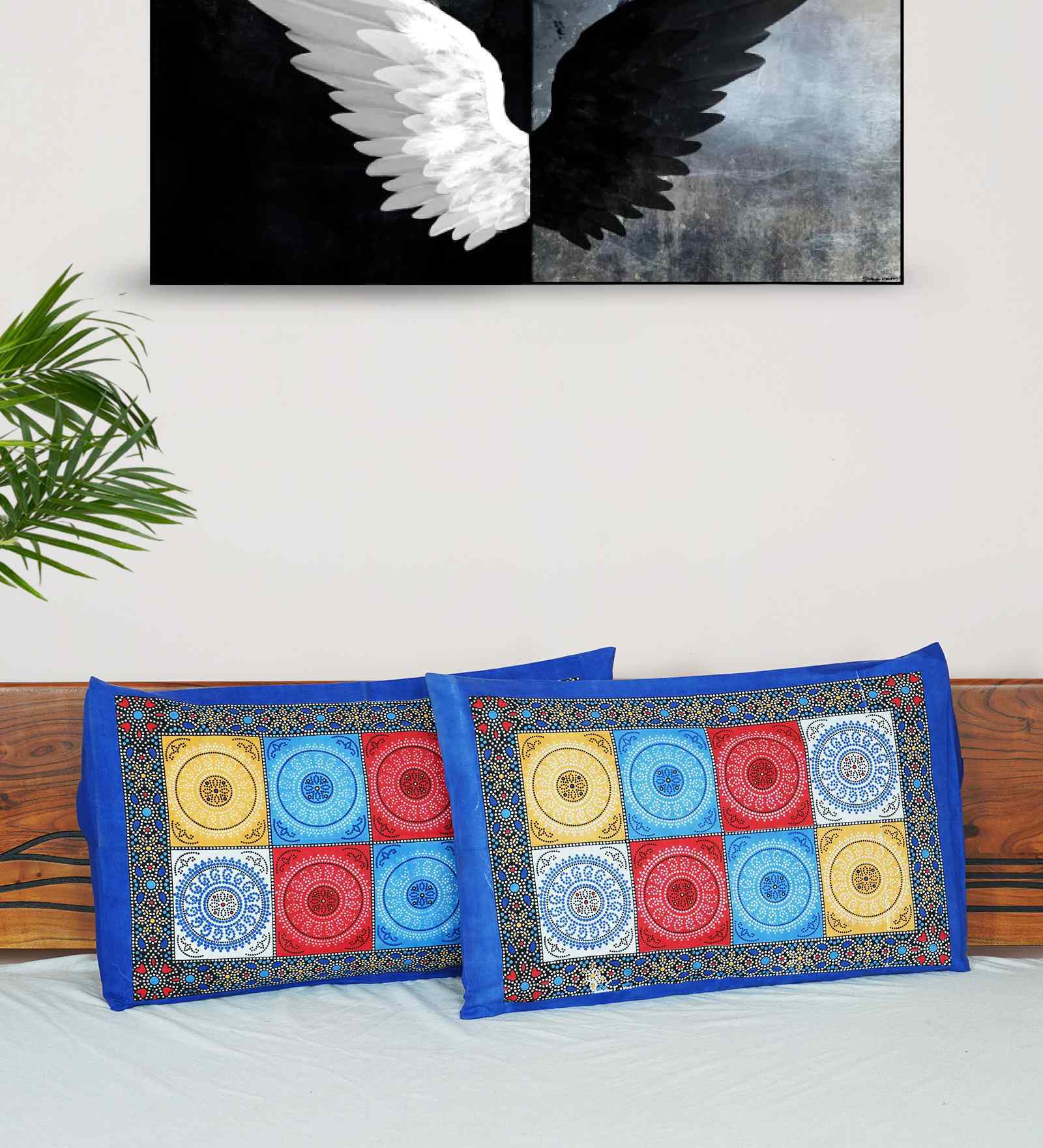 Blue Cotton Premium Quality 180 TC (17*27 Inches) Pillow Covers Set