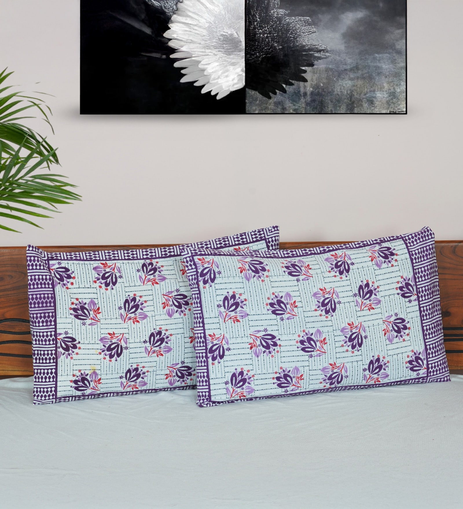 Blue Cotton Premium Quality 180 TC (17*27 Inches) Pillow Covers Set