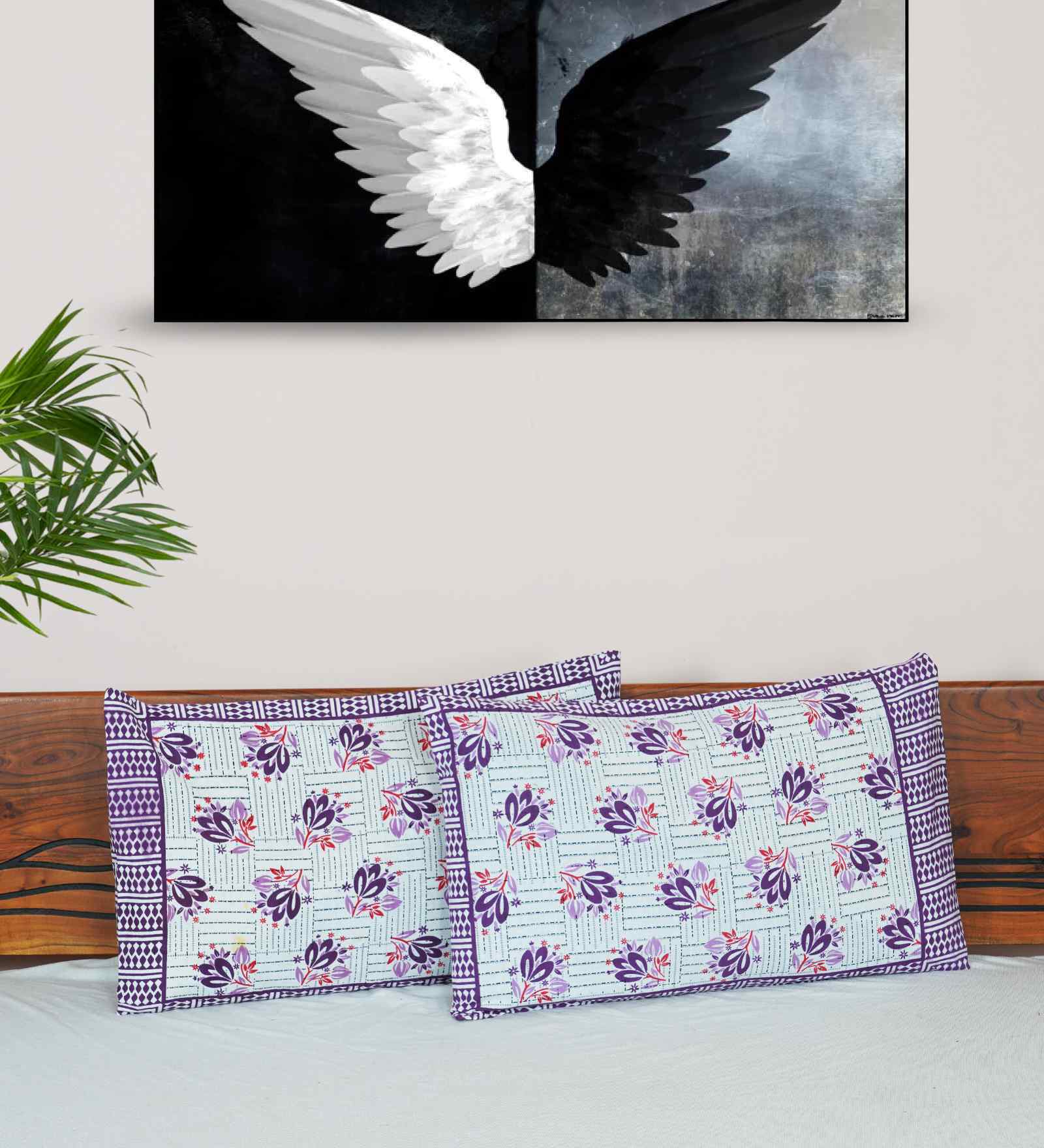 Blue Cotton Premium Quality 180 TC (17*27 Inches) Pillow Covers Set