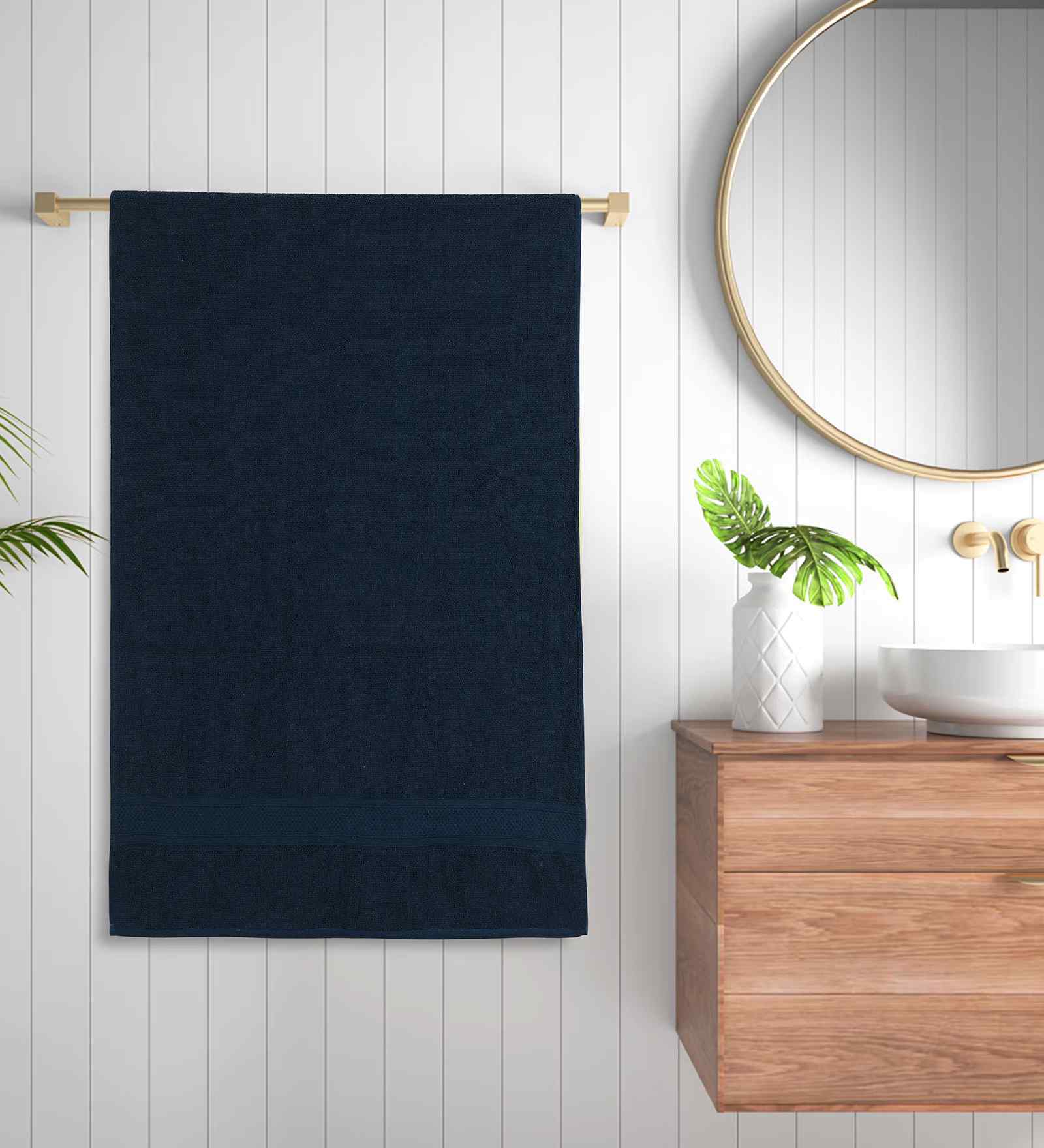 Blue Cotton Printed 300 GSM Bath Towel (1 Pc)