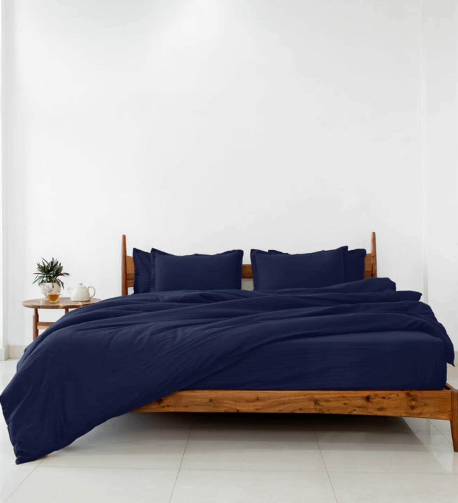 Blue Cotton 210TC Colors Striped All Weather Double 150GSM Bedding Set 1 Comforter 1 Bedsheet 2 Pillow Covers