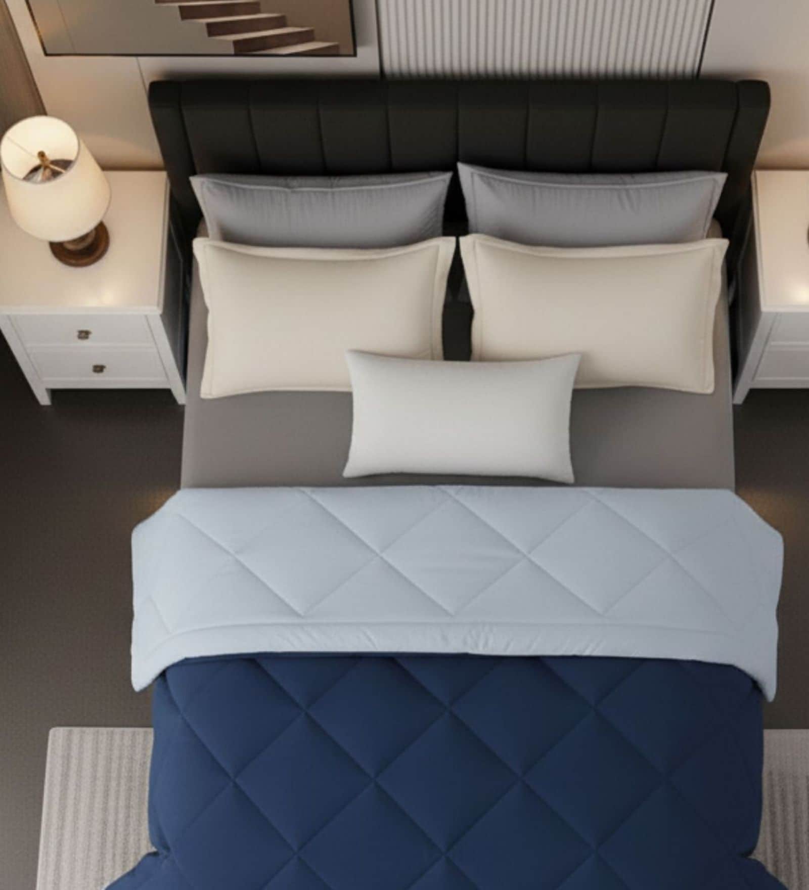 Blue Cotton 210TC Solid Plain Heavy Winter Double 400GSM Reversible Comforter