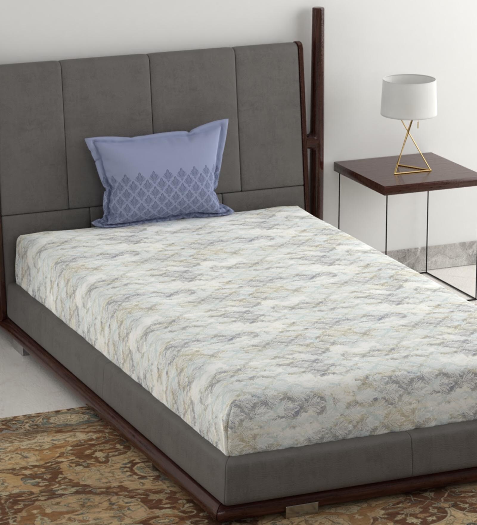 Buy Cotton 144TC Single Bedsheet with 1 Pillow Cover by Trident at 19