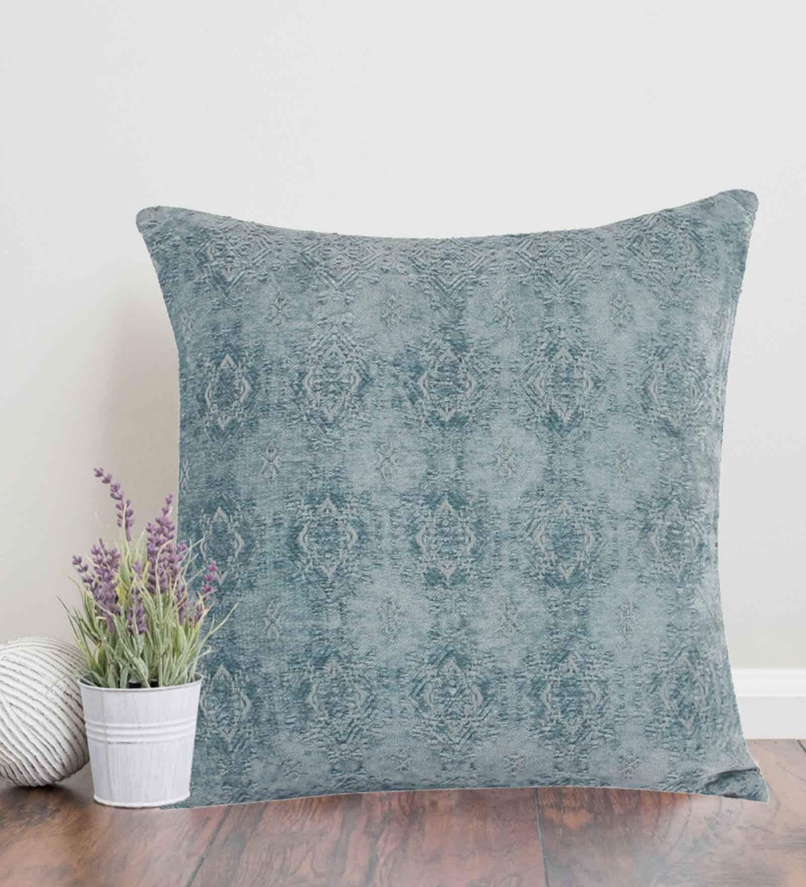 Blue Traditional Ethnic Cotton 12 x 12 Inches Cushion Cover