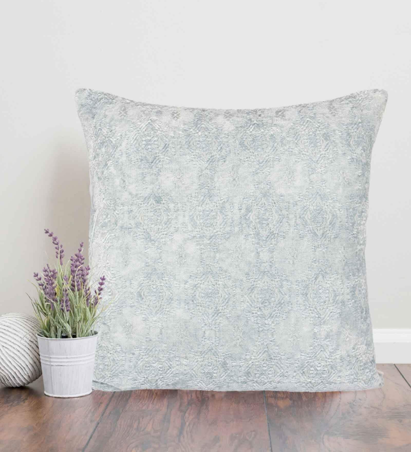 Blue Traditional Ethnic Cotton 18 x 18 Inch Cushion Cover