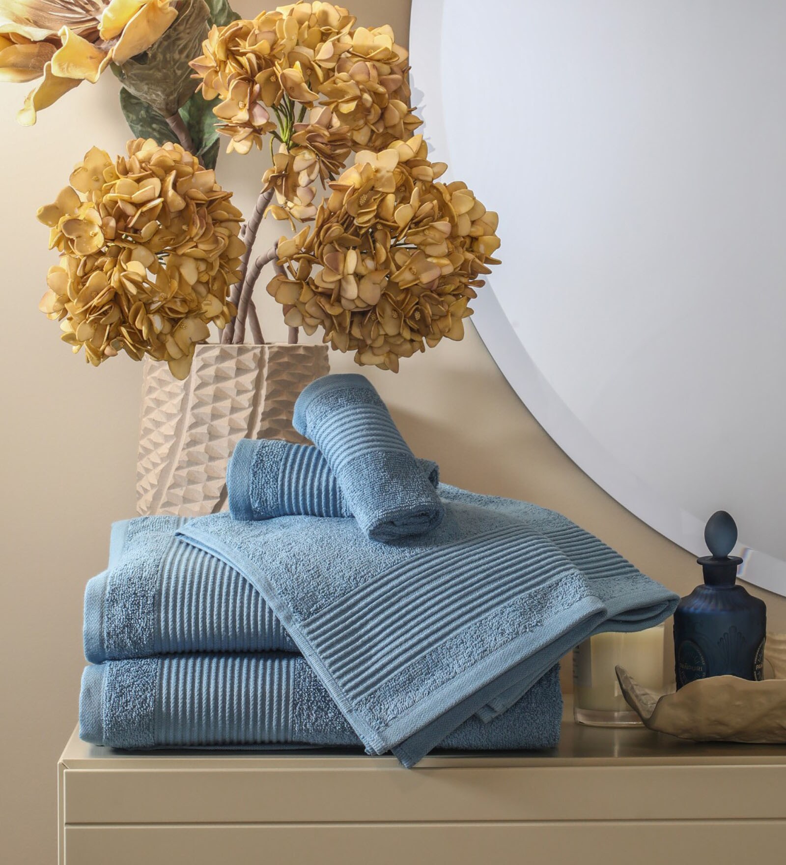 Buy Blue Solid 500 GSM Cotton Towel Sets (Set of 6) by Eris Home at 30 OFF by Eris Home Pepperfry