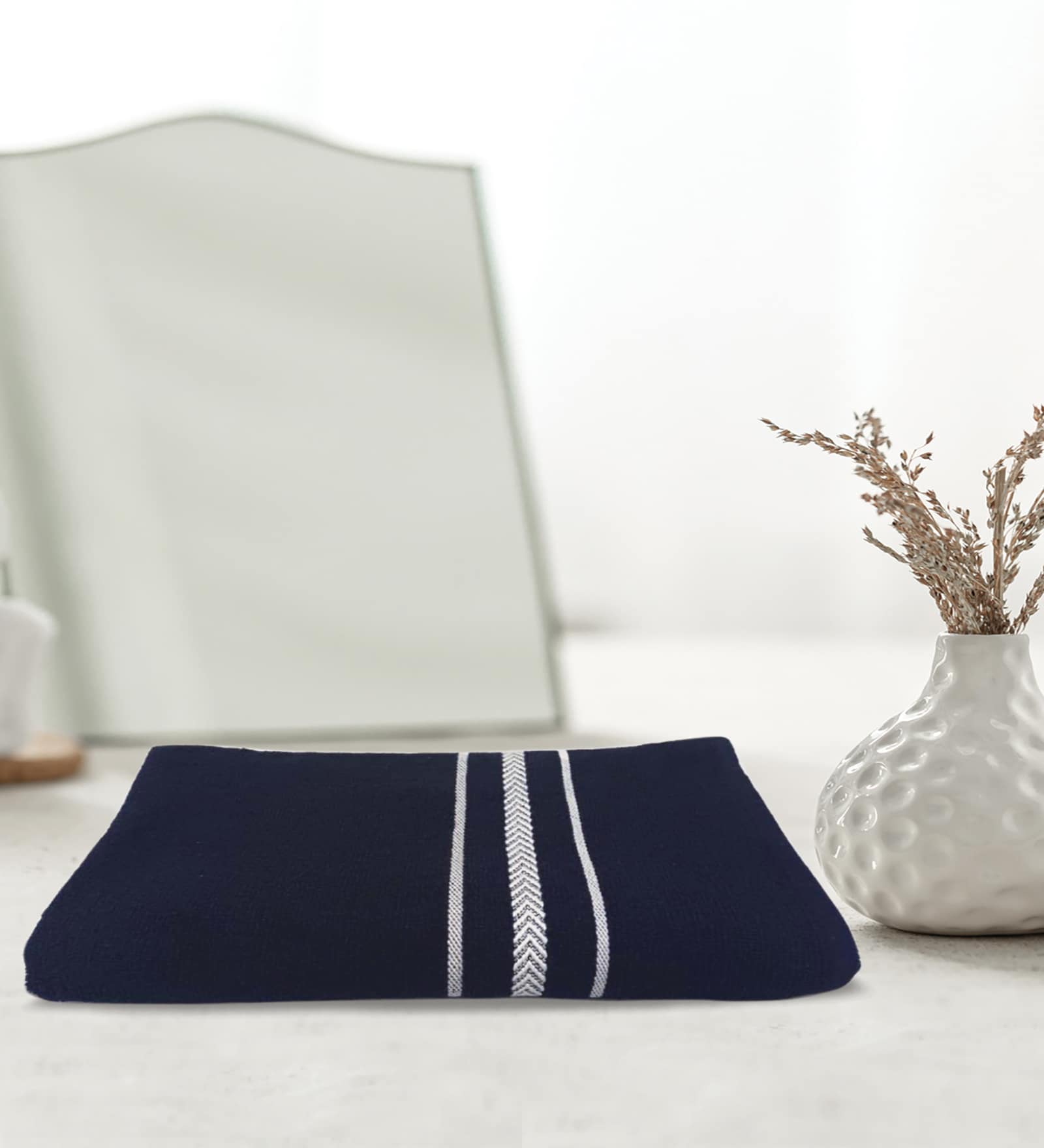 Blue Cotton Solid 500 GSM Bath Towel (1 Pc)