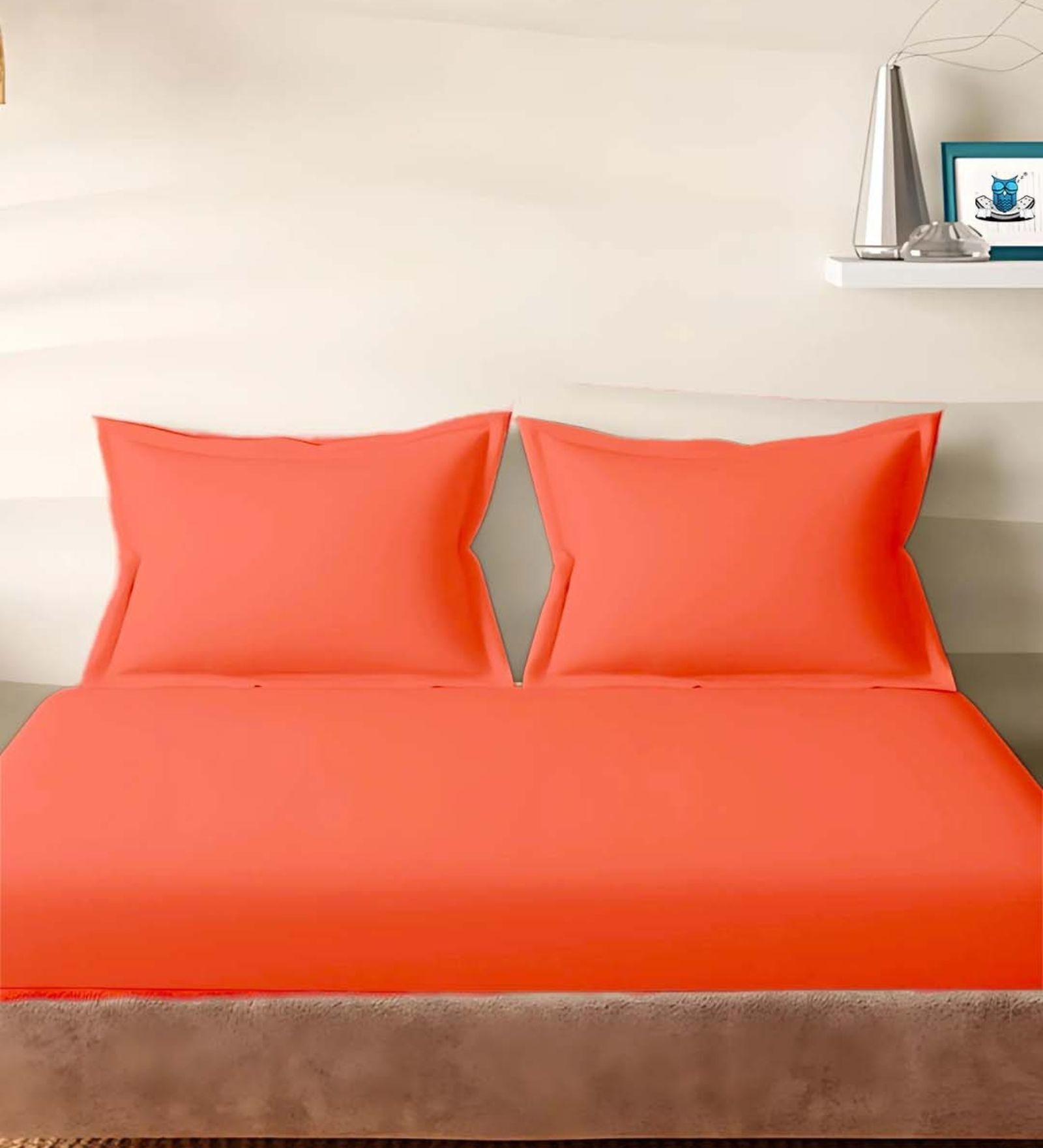 Blue Cotton Solid 210TC Plain Set of 2 Pillow Covers