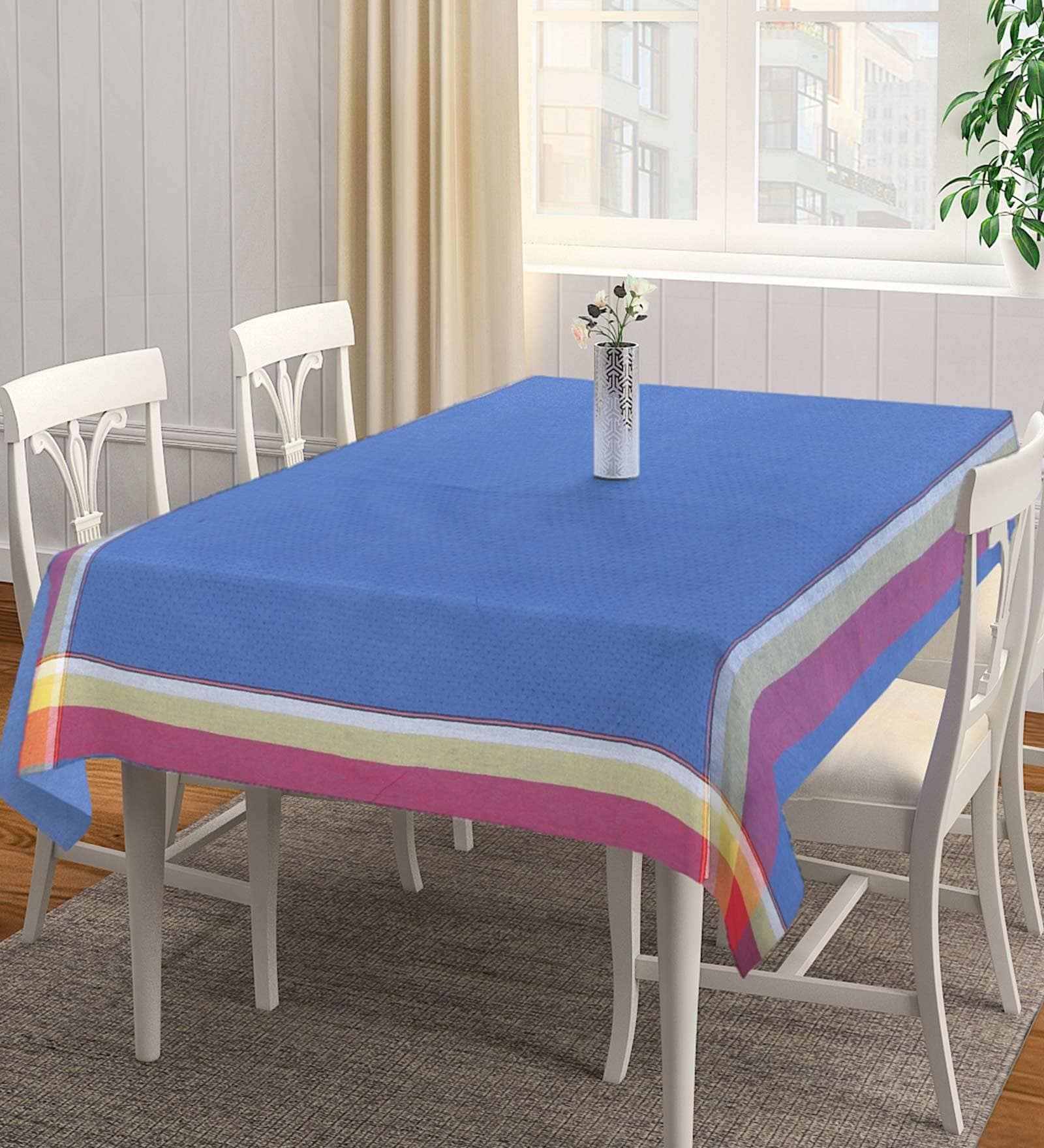Blue Cotton 60x60 Inches 4 Seater Table Cloth