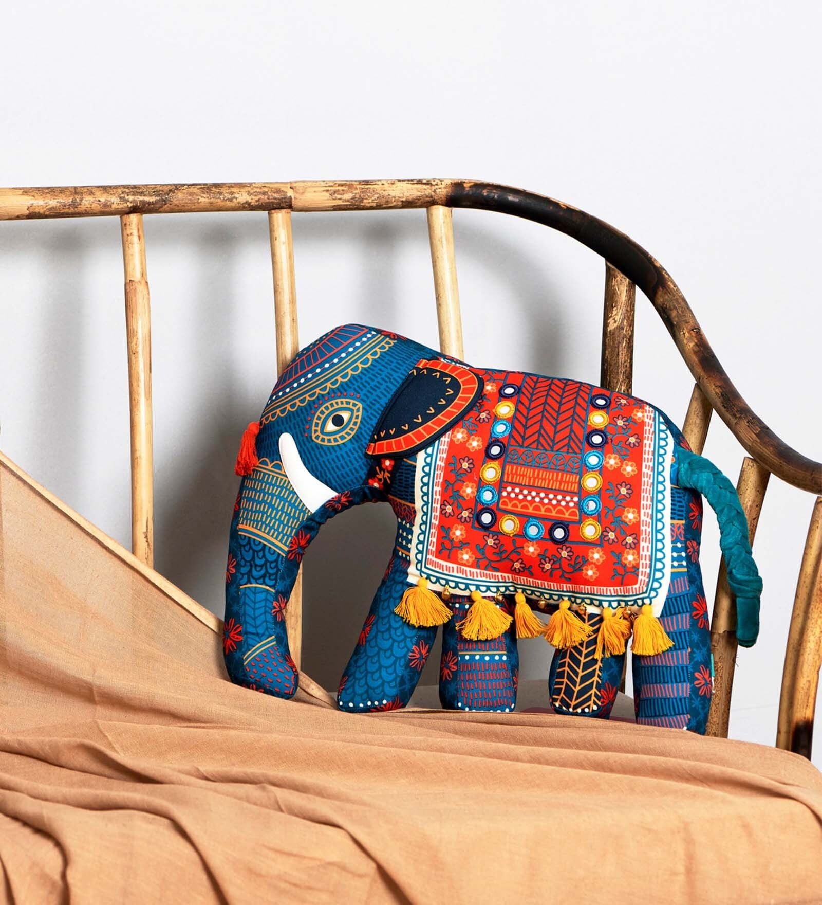 Blue Cotton The Royal Ride Kutch Filled With Cotton Decorative Cushion