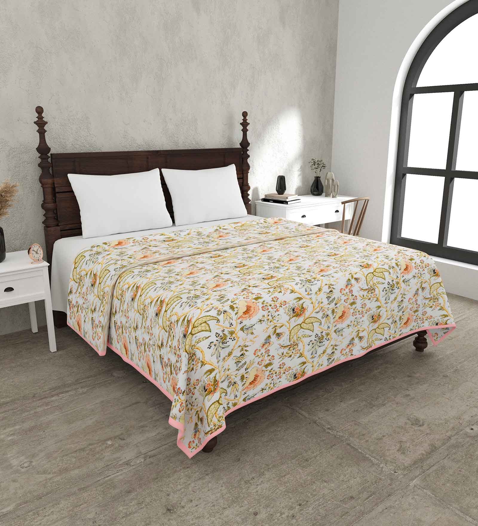 Yellow Cotton Traditional 200 GSM King Bed Dohar