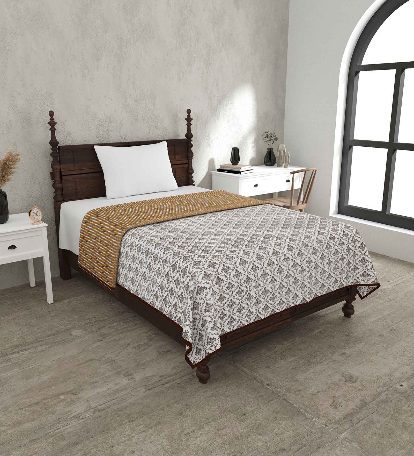 Brown Cotton Traditional 220 GSM Double Bed Dohar