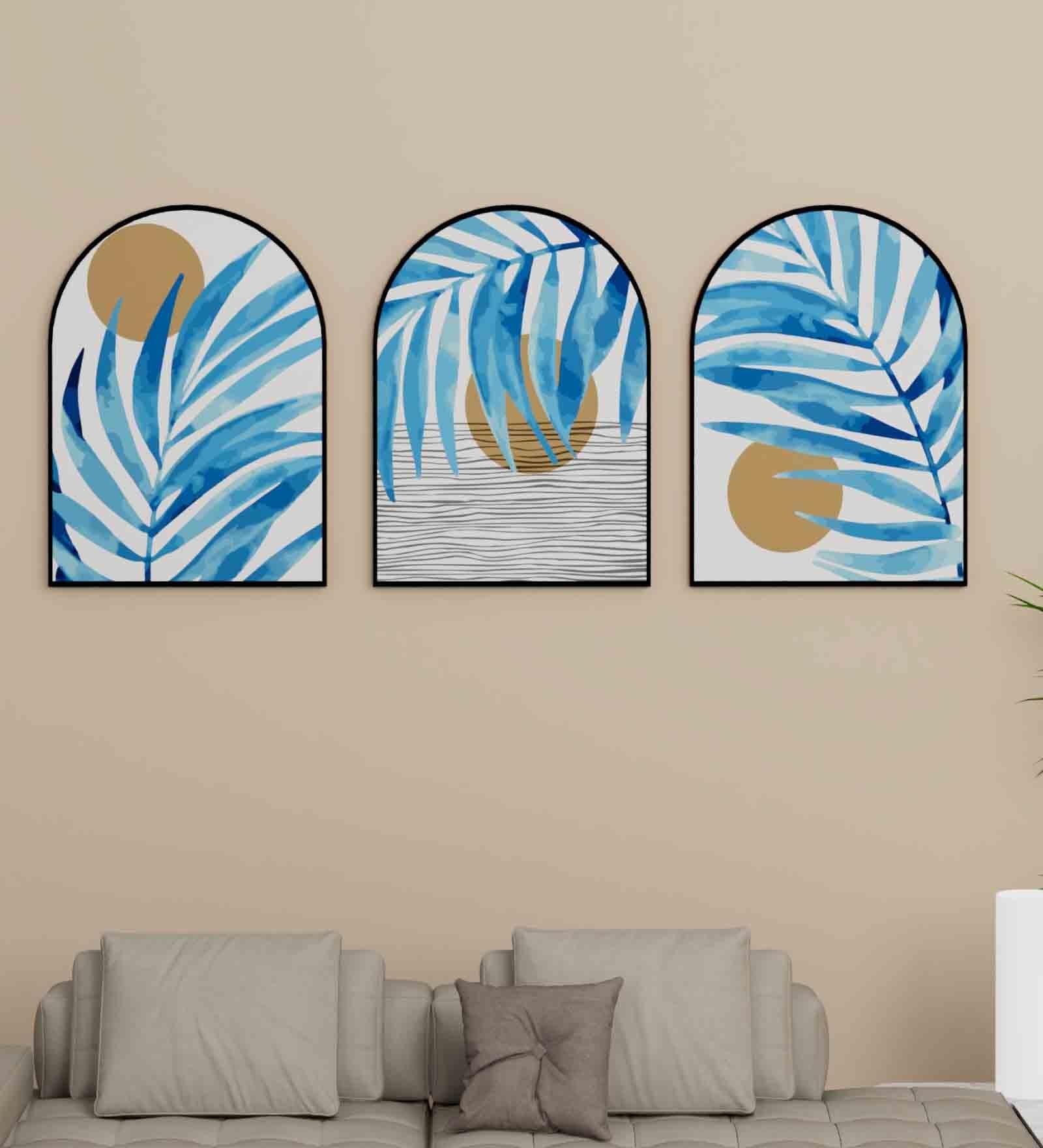Multicolour Engineered Wood (Set of 3) Art Panels