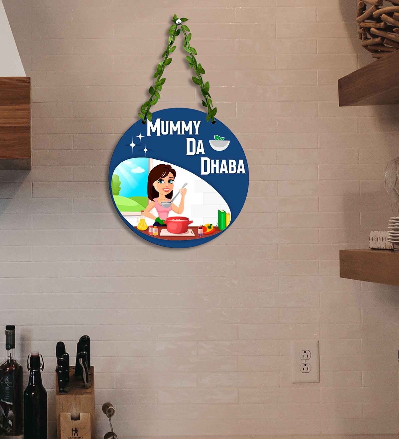 Blue Engineered Wood Wall Hanging