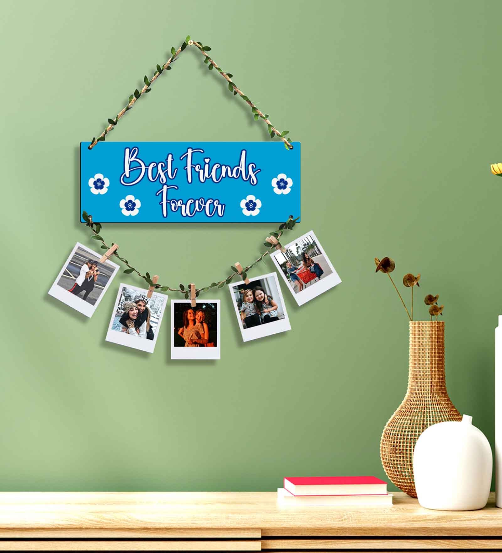 Blue Engineered Wood Wall Hanging