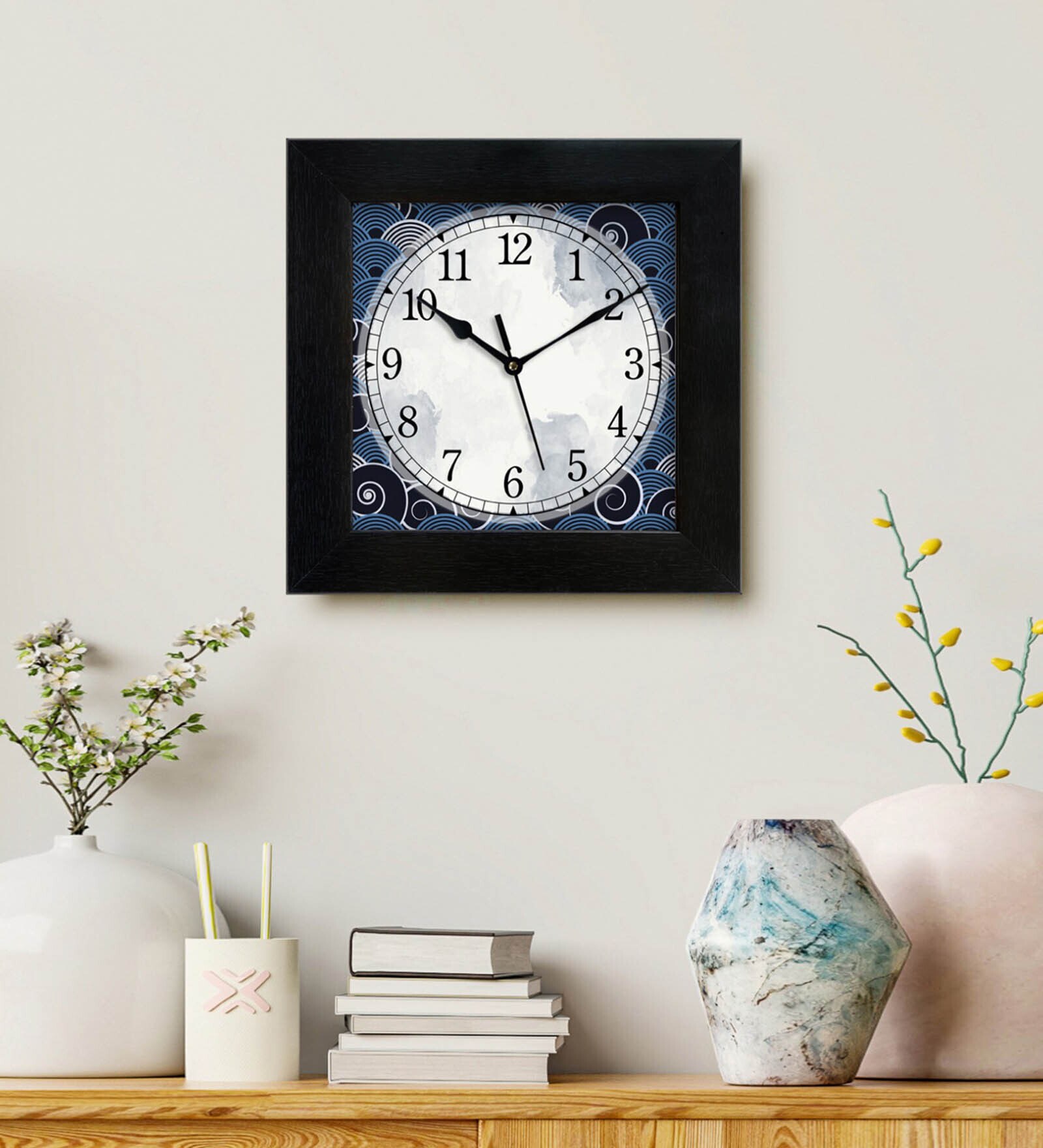 Modern Blue Fiber Square Wall Clock
