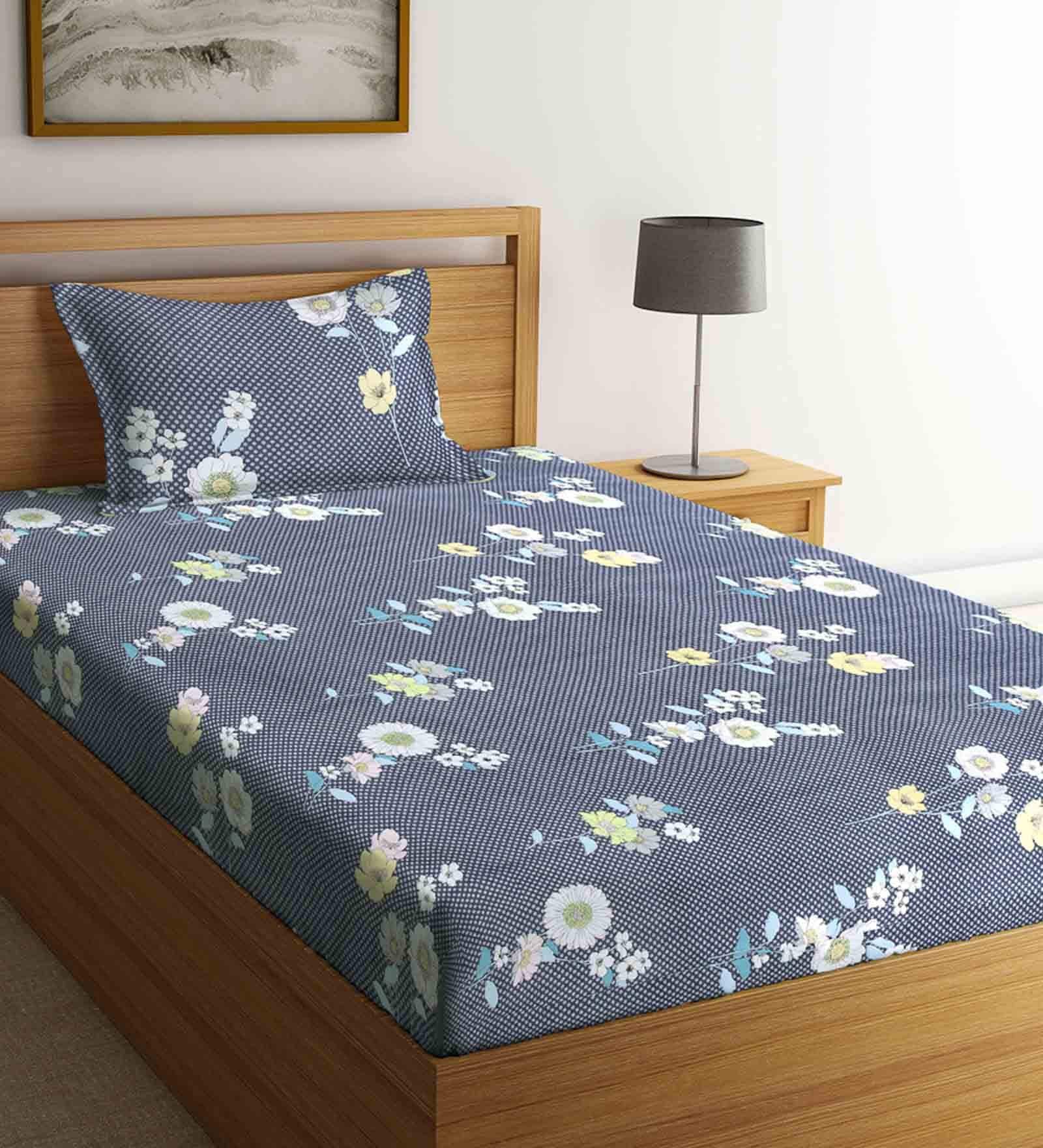 Adelia 180 GSM Glace Cotton Single Bedsheet Set - 1 Bedsheet + 1 Pillow Cover, Pink, Wrinkle-Resistant