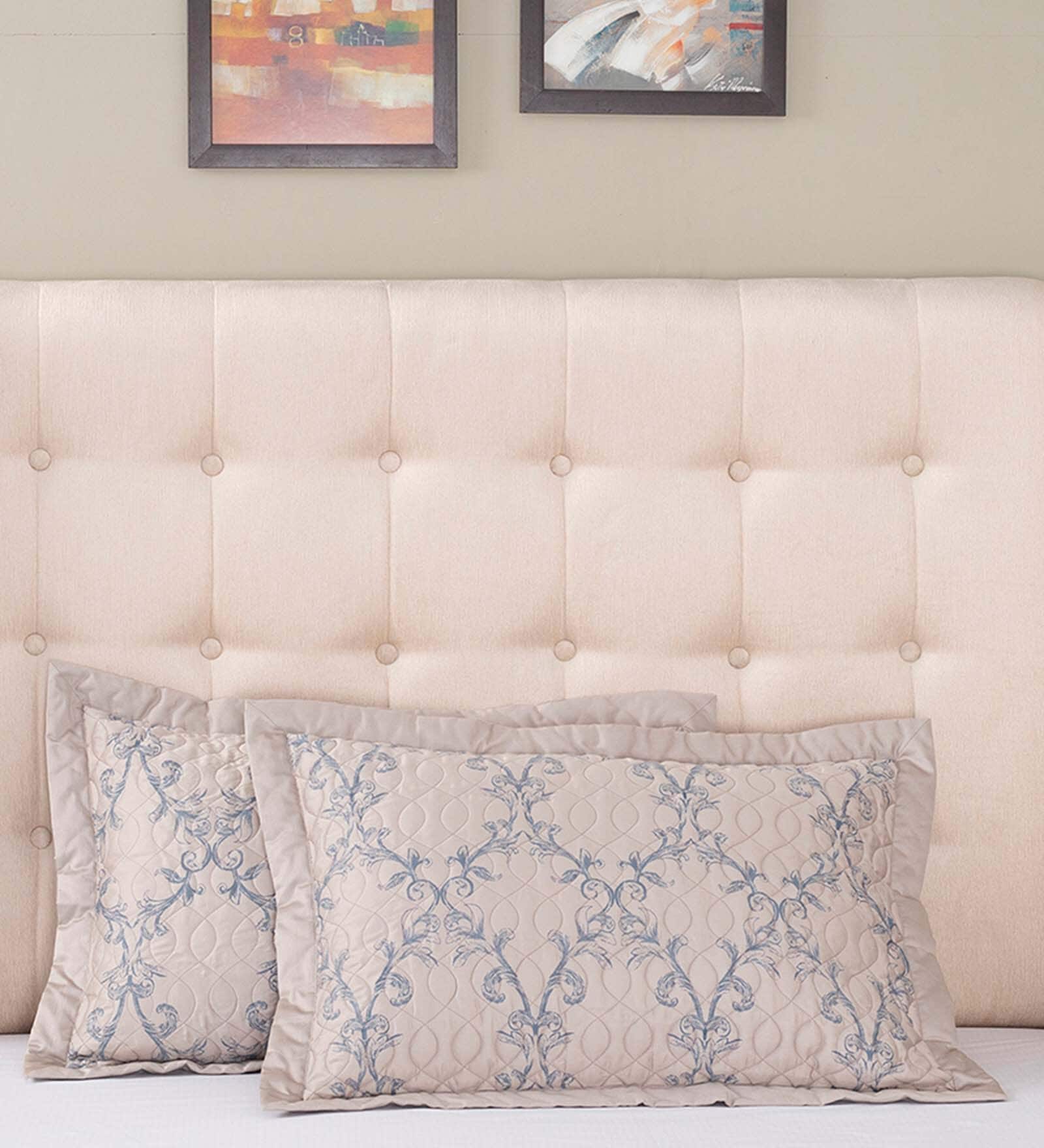 Blue Floral 400 TC 20X30 Inches Pillow Sham (Set of 2) Grandeur Collection