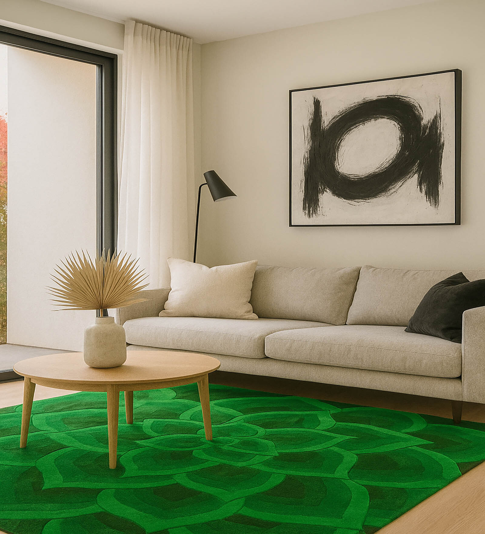 Blue Floral Wool Hand Tufted Carpet