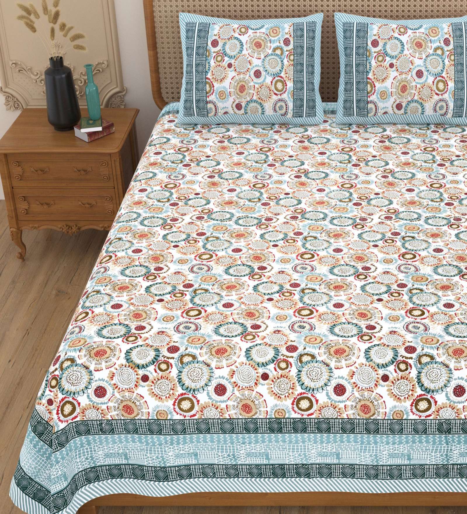 Blue Fog Upvan King 144 TC Cotton Bedsheet