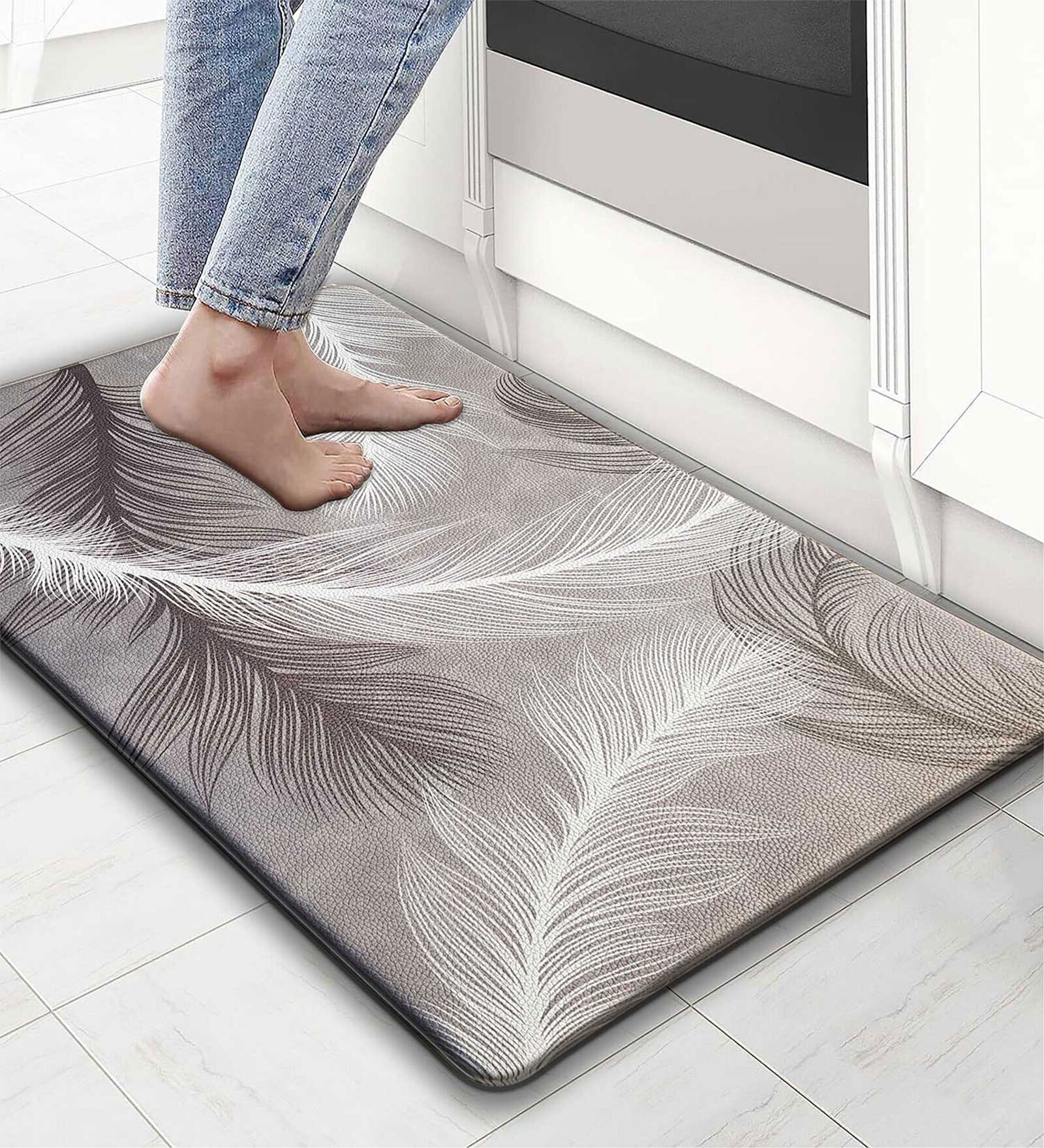 Grey Abstract Microfibre 30x18 Inches Anti Skid Door Mat