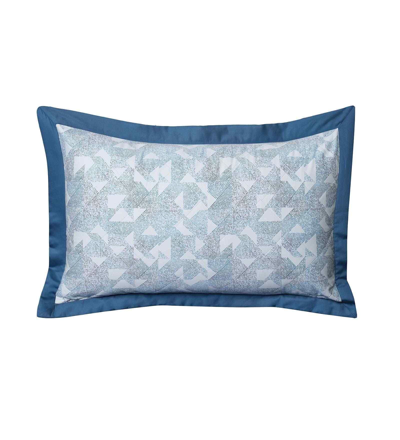 Blue Geometric Print 200 TC Cotton Polyester 2 Pillow Sham Set