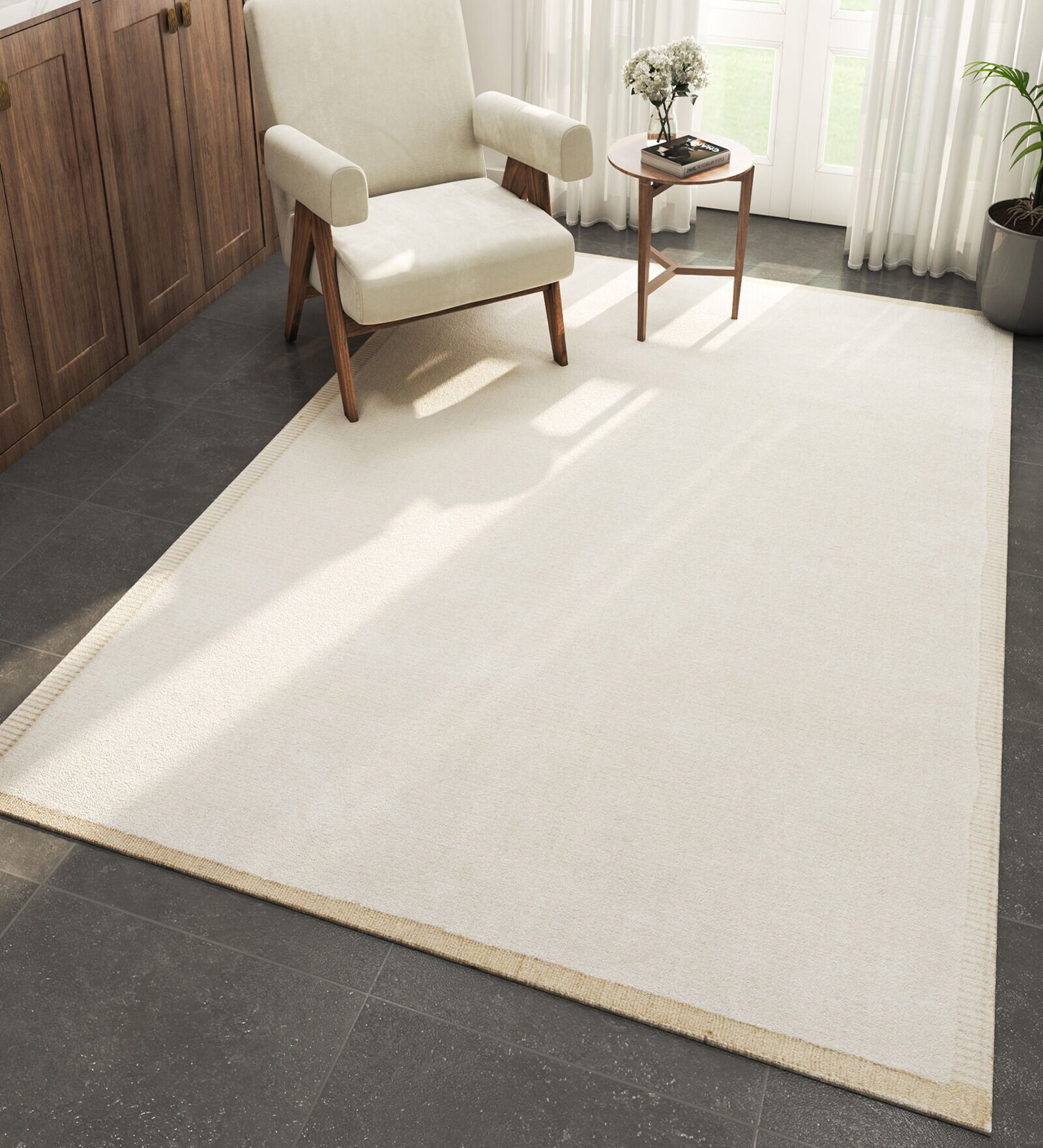 Blue Geometrical Polyester 5 ft X 8 ft Hand Woven Carpet