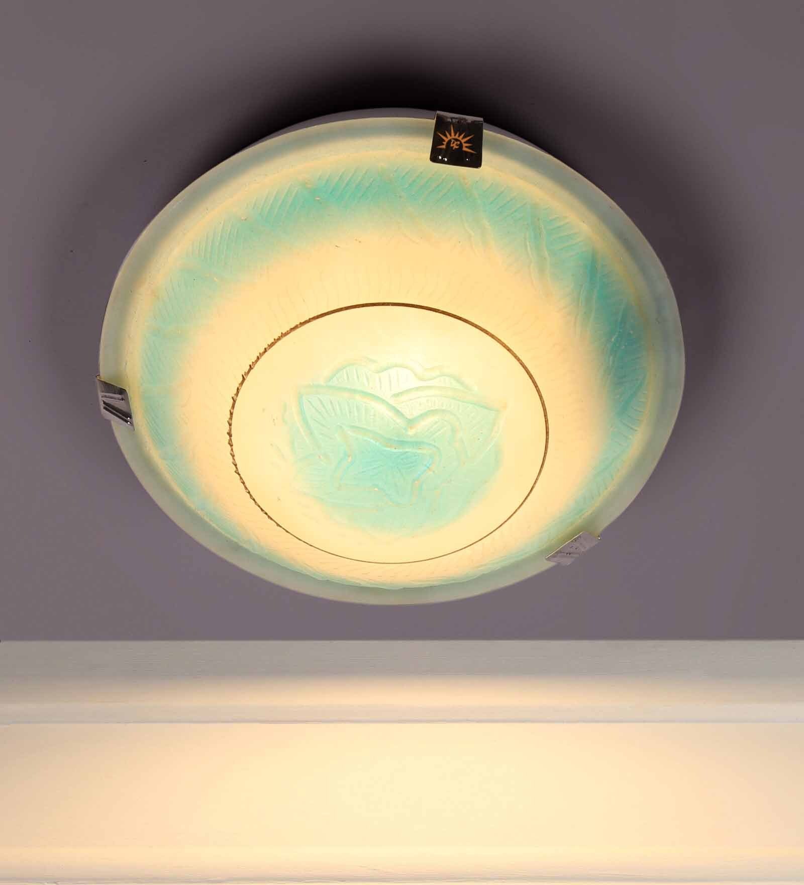 Minimalist Blue Glass Ceiling Flush Mount