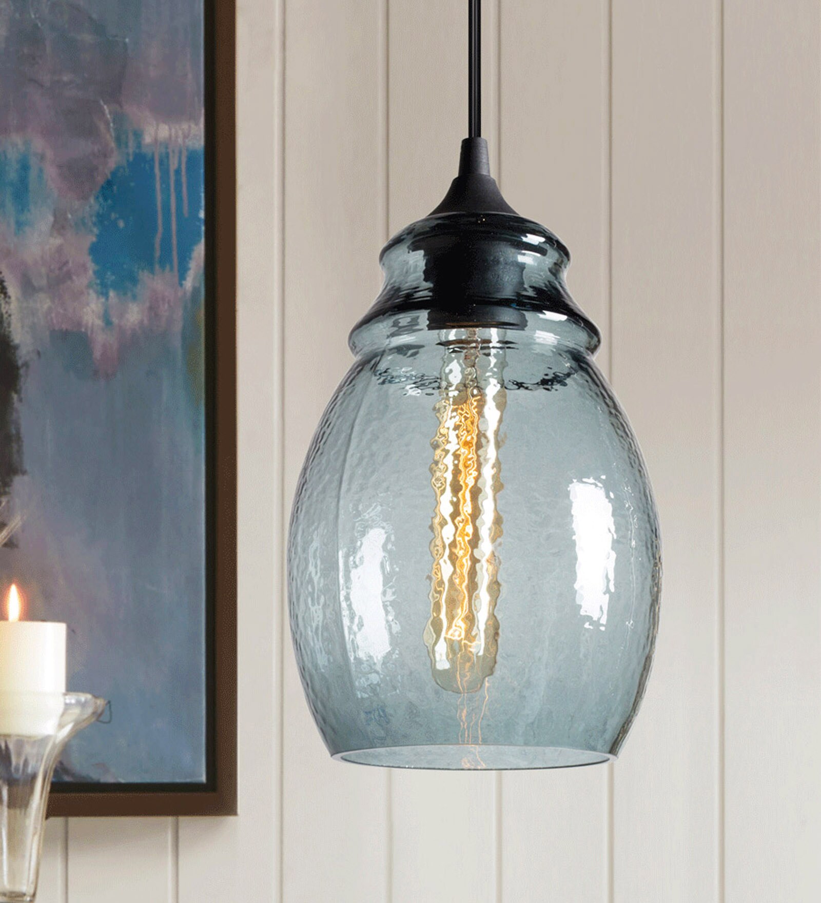Vigo Blue Glass Hanging Light