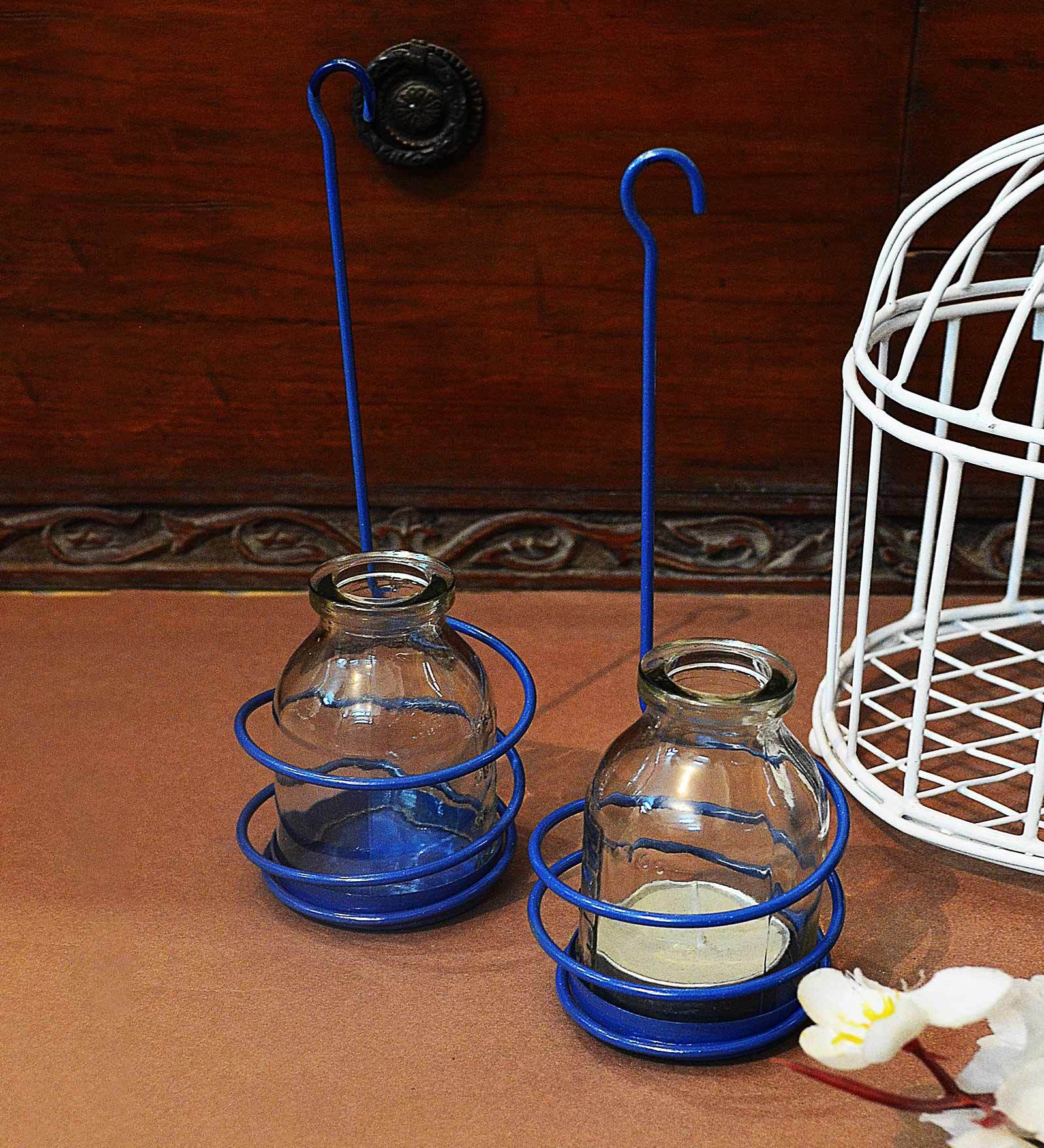 Buy Blue Glass Tea Light Holder by Color Palette at 49 OFF by Color