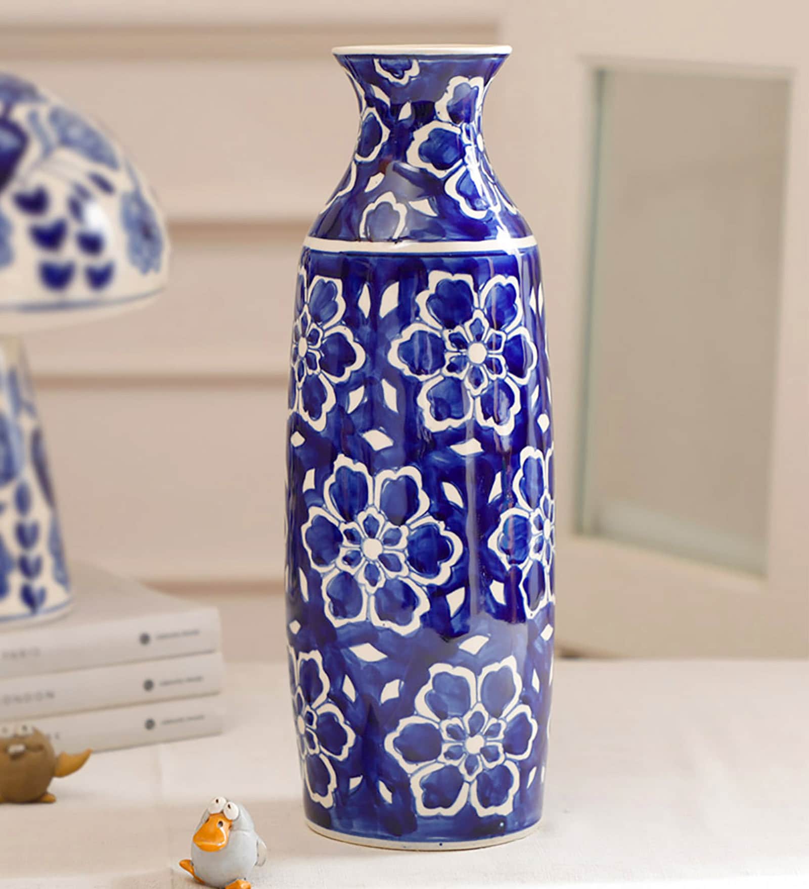 Blue Indigo Bloom Ceramic Vase