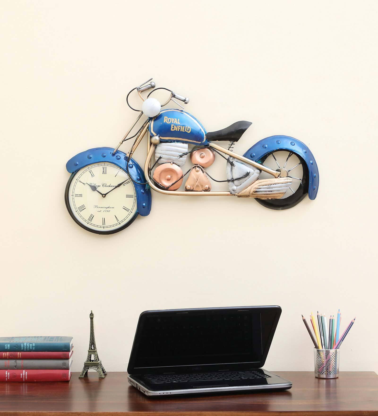 Blue Wrought Iron Novelty Wall Clock