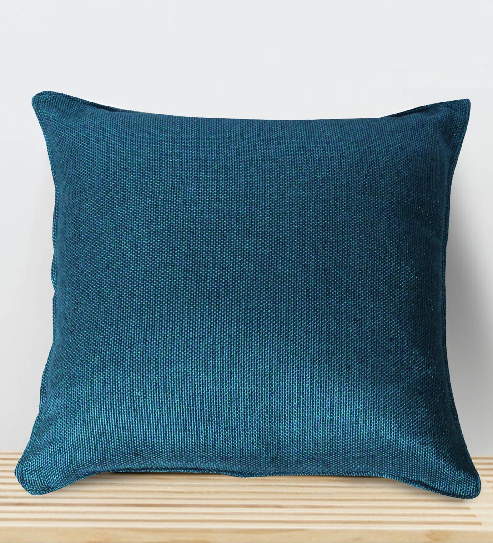 Blue Solid Jute 18 x 18 Inches Cushion Covers (Set of 5)