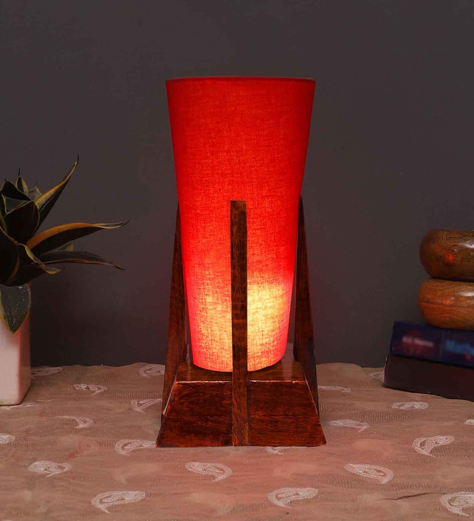 Blue Jute Table Lamp With Wood Base