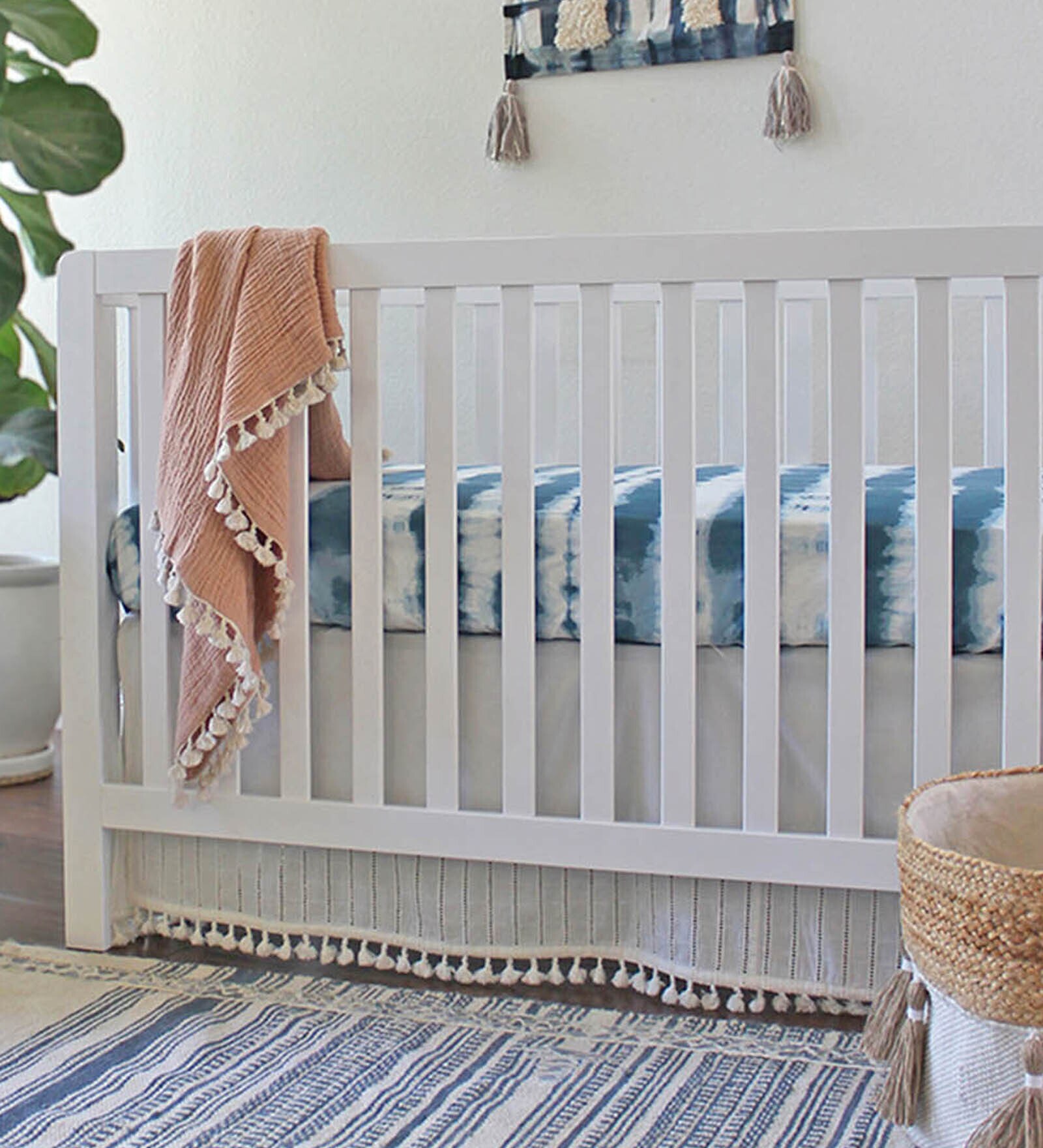 Blue Kids Abstract Cotton Satin Crib Bedsheet