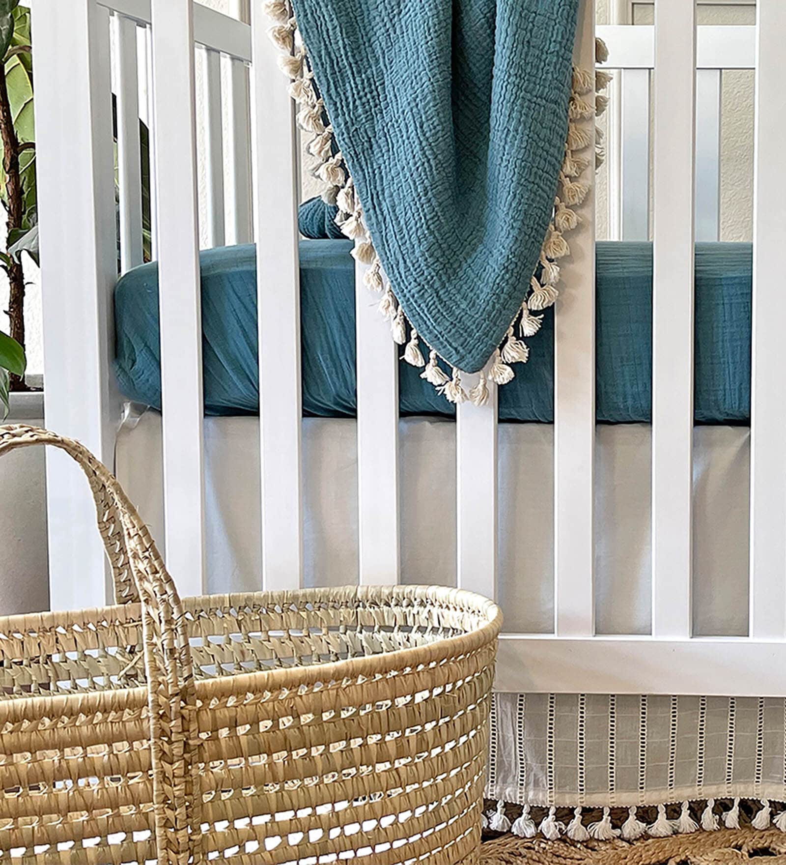 Blue Kids Solid Muslin Crib Bedsheet