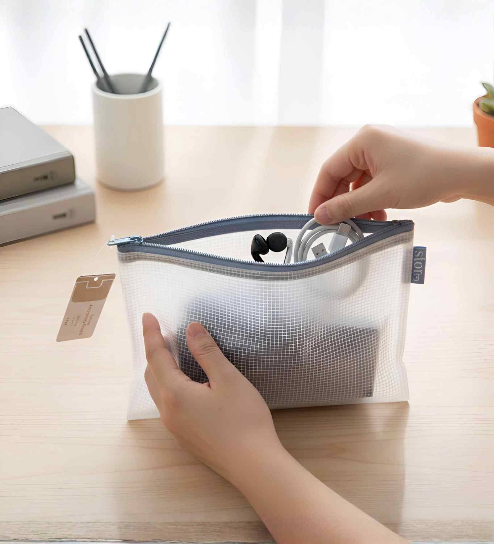 Blue Letter Size ZiPolypropyleneer Pouch Document Organizer Multipurpose Storage Case