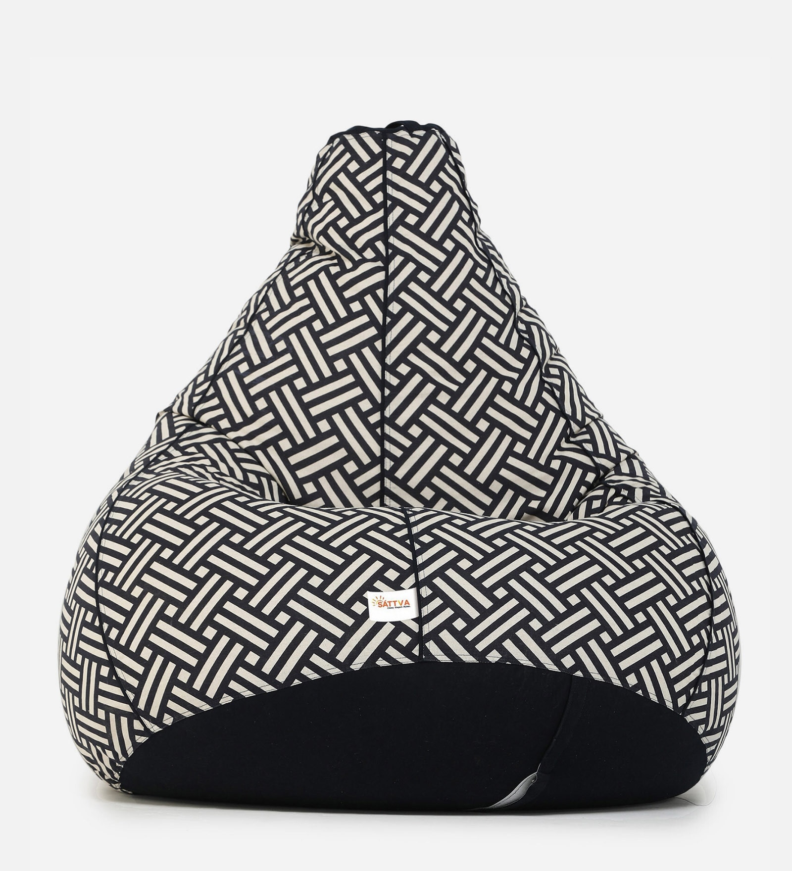 Blue Lines Print Classic XXL Bean Bag With Beans in Multi Colour