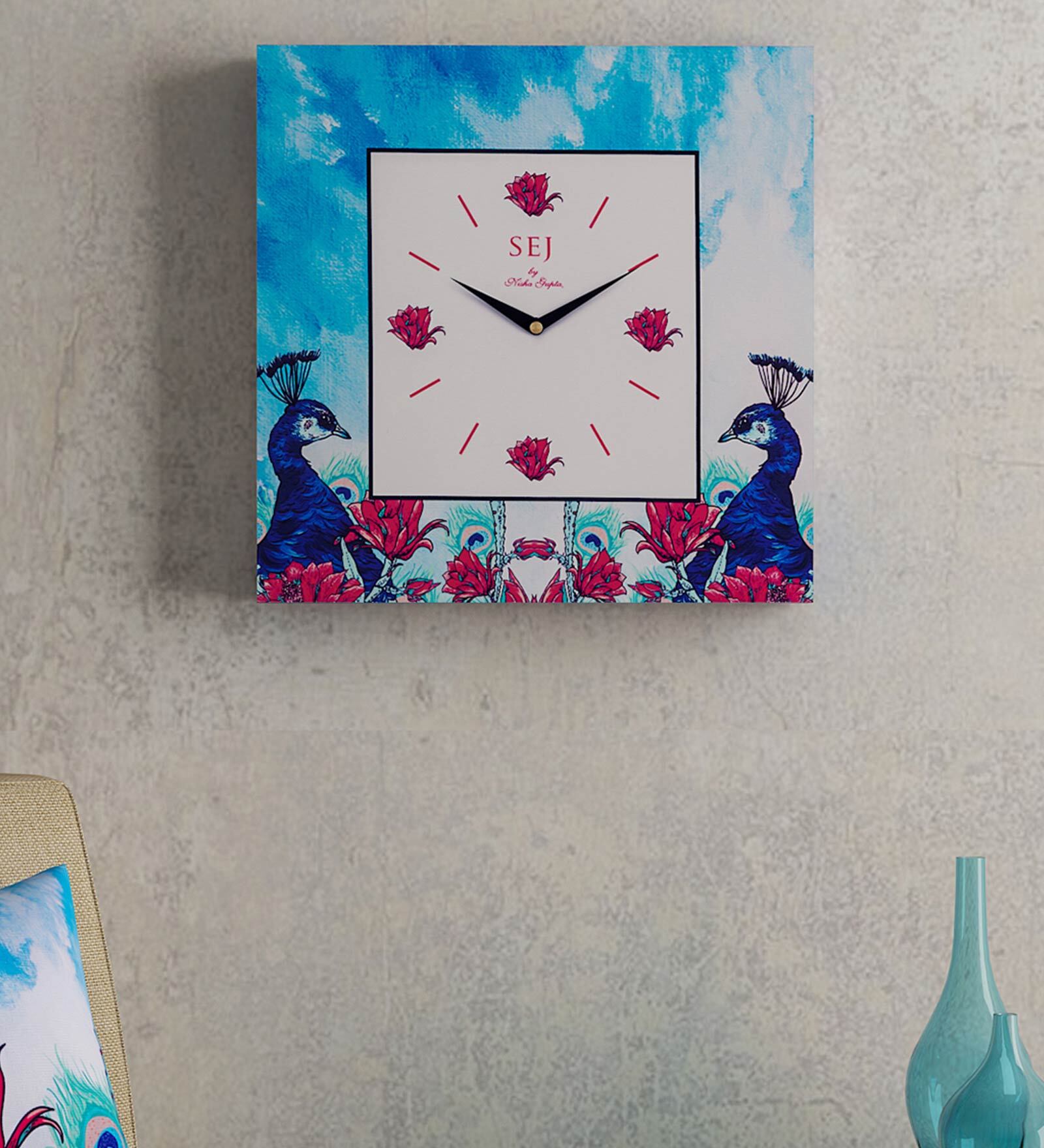 Buy Blue MDF Framed Wall Clock at 78 OFF by SEJ By Nisha Gupta Pepperfry