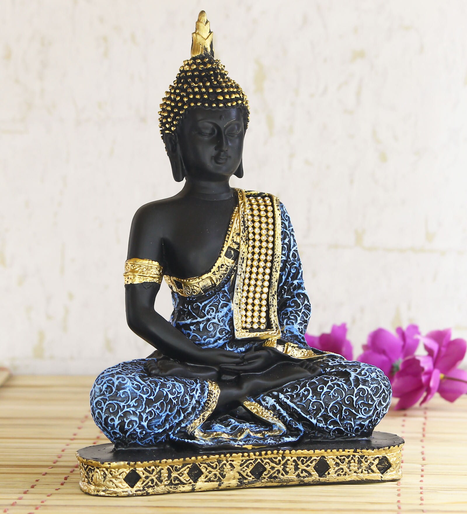 Blue Meditating Buddha Decorative Showpiece