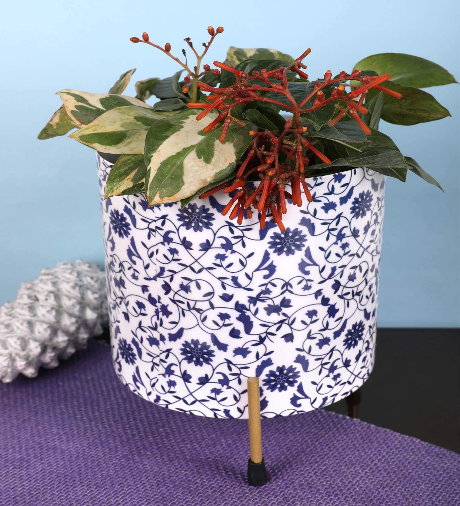 Blue Metal Amora Desk Pot