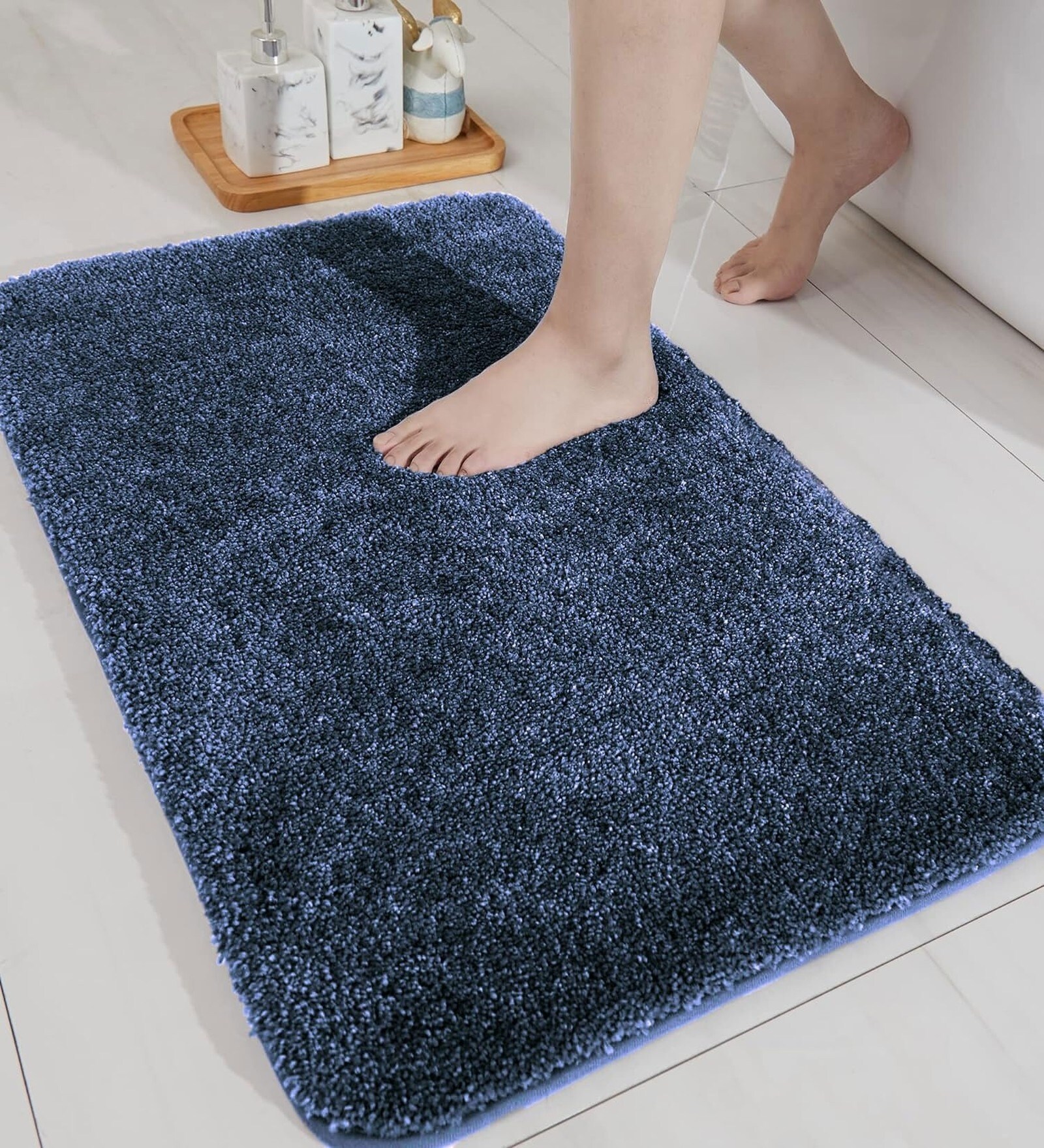 Blue Microfiber 16x24 Inches Soft Bath Mat