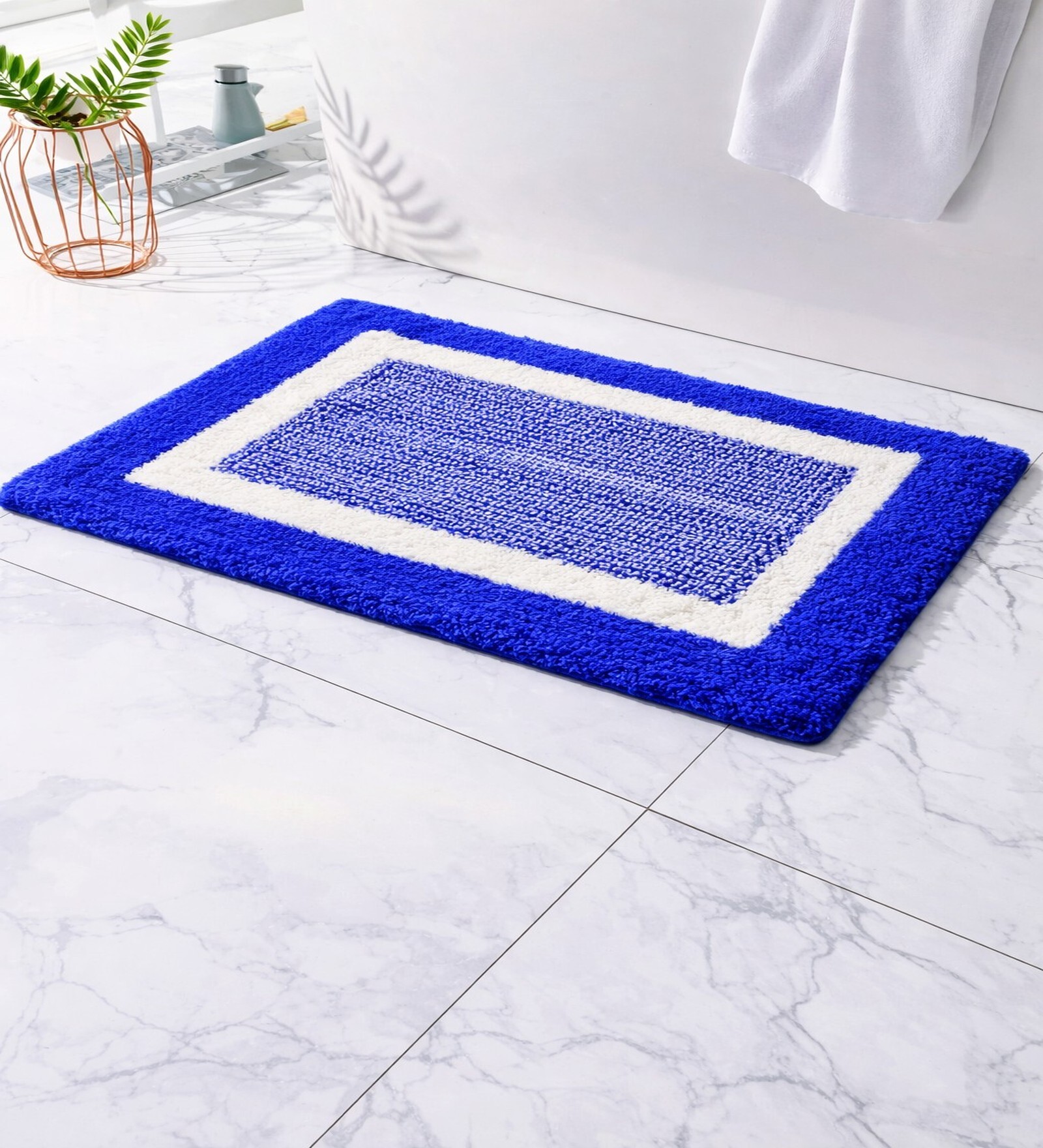 Blue Microfiber 24x16 Inches Anti-Skid Door Mat