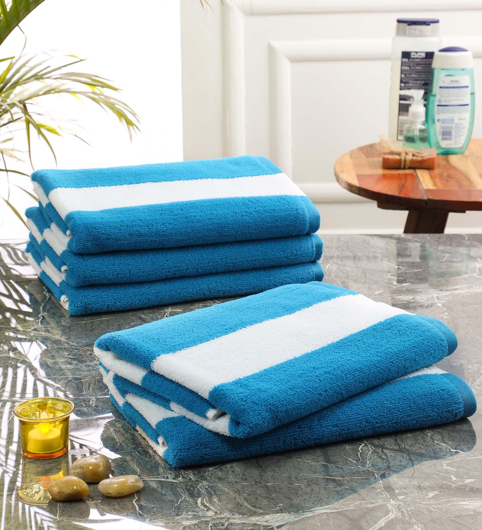 Blue Microfibre 250 GSM Set of 5 Bath Towels