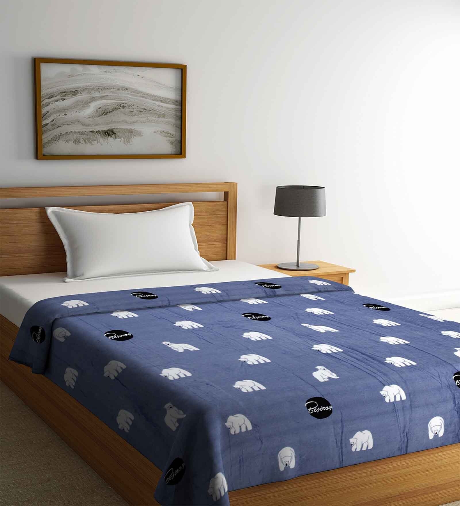 Blue Microfiber Abstract 250 GSM Single Blanket